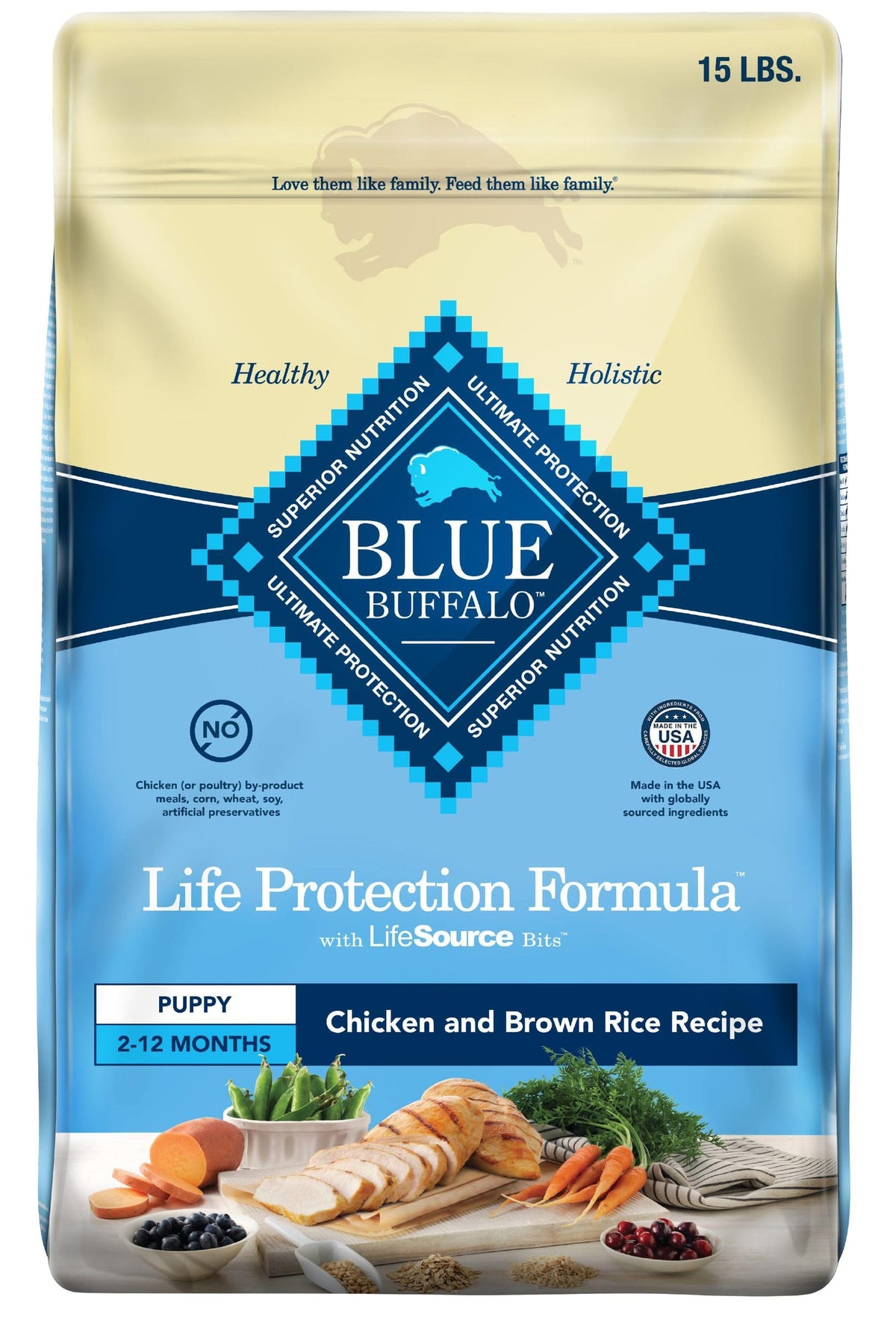 Blue Buffalo Life Protection Cachorro con pollo real y arroz marrón para una dieta equilibrada