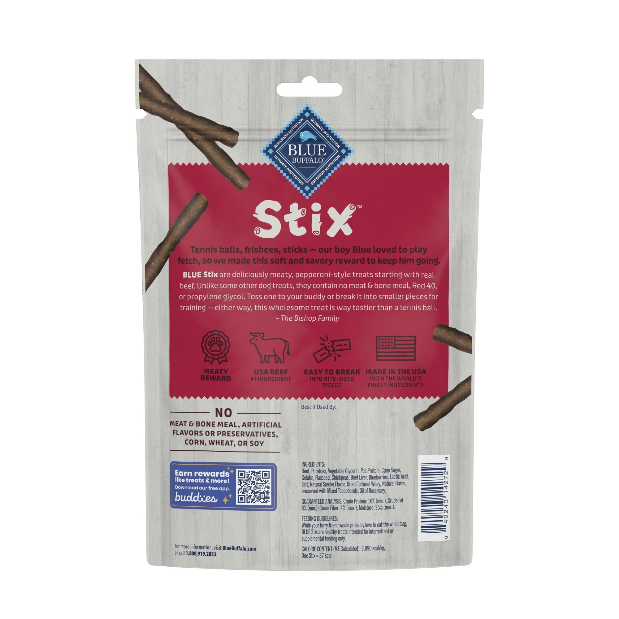 Blue Buffalo Stix trozos de res suaves, perfectos para entrenamiento.