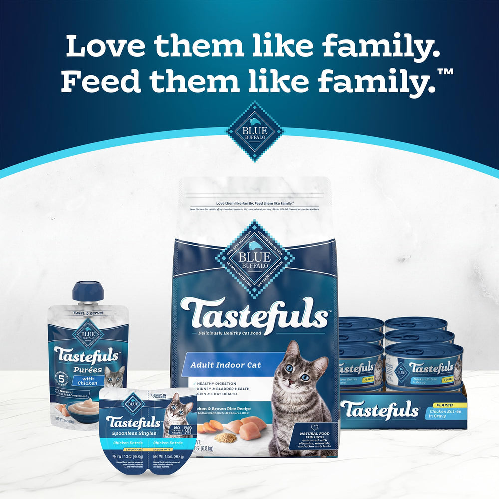 Blue Buffalo Tastefuls, empaque fácil de servir para comidas rápidas.