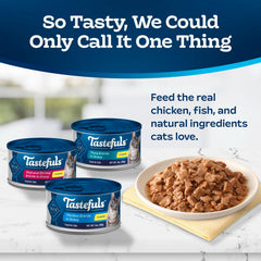 Blue Buffalo Tastefuls fish shrimp flaked can emphasizes natural seafood flavor