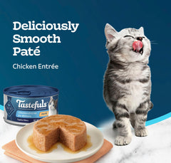 Blue Buffalo Tastefuls Paté, etiqueta nutricional con DHA y ARA para gatitos
