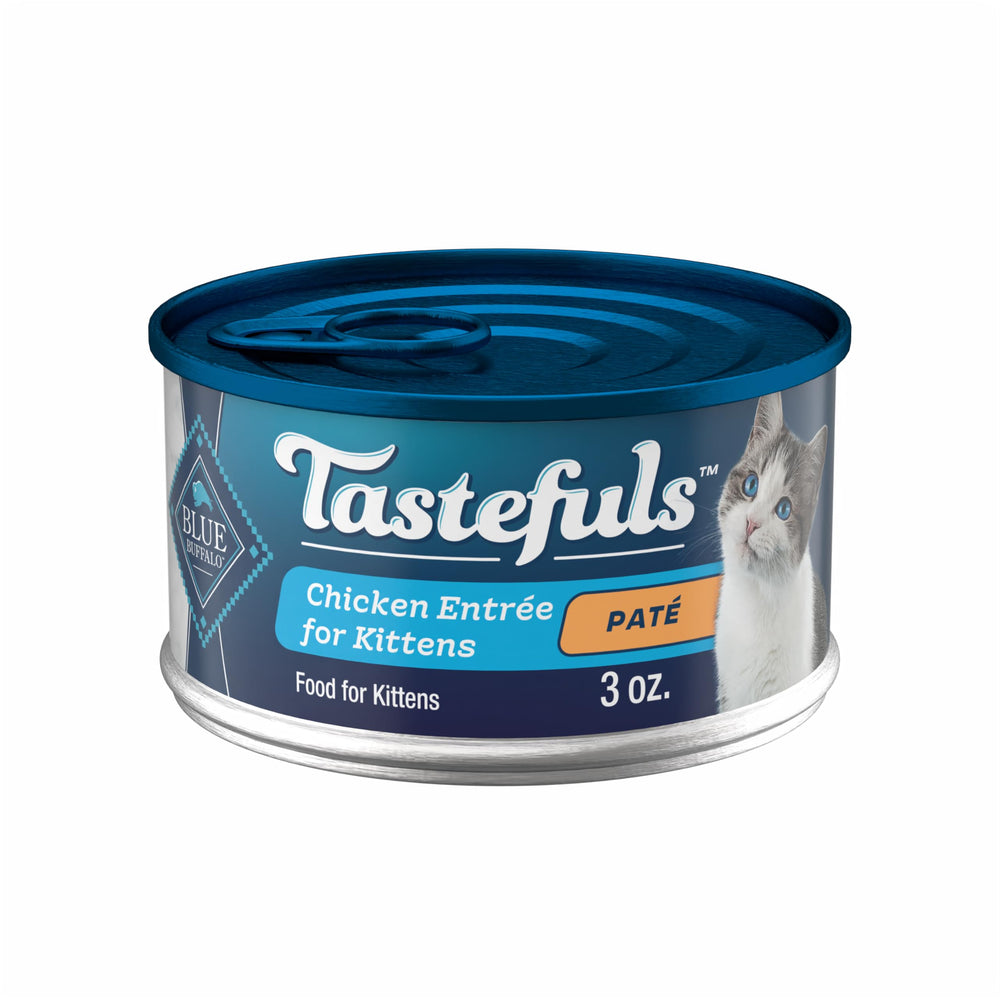Blue Buffalo Tastefuls Paté para gatito, latas apiladas, opción conveniente para alimentación húmeda