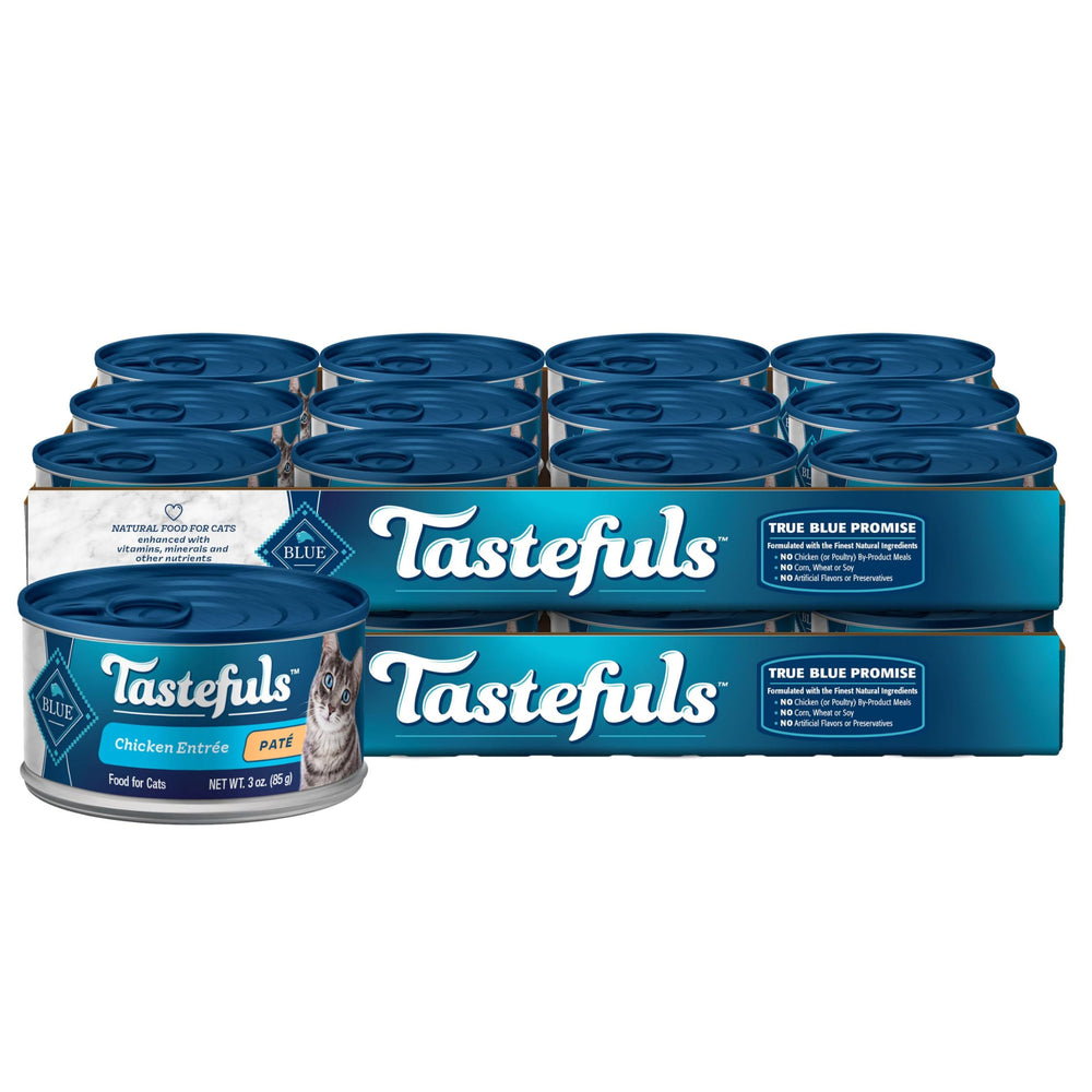 Blue Buffalo Tastefuls Pate Natural Pollo, paquete de 24 latas, sabroso y práctico.