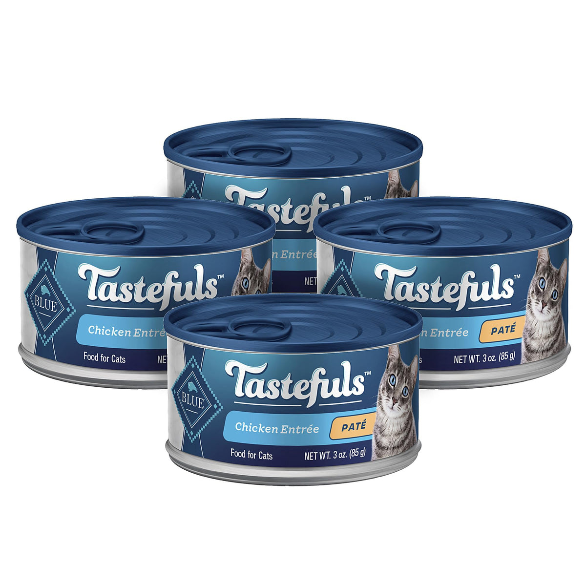 Blue Buffalo Tastefuls Paté de pollo, lata abierta con paté suave para paladar exigente