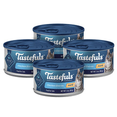 Blue Buffalo Tastefuls Paté de pollo, lata abierta con paté suave para paladar exigente