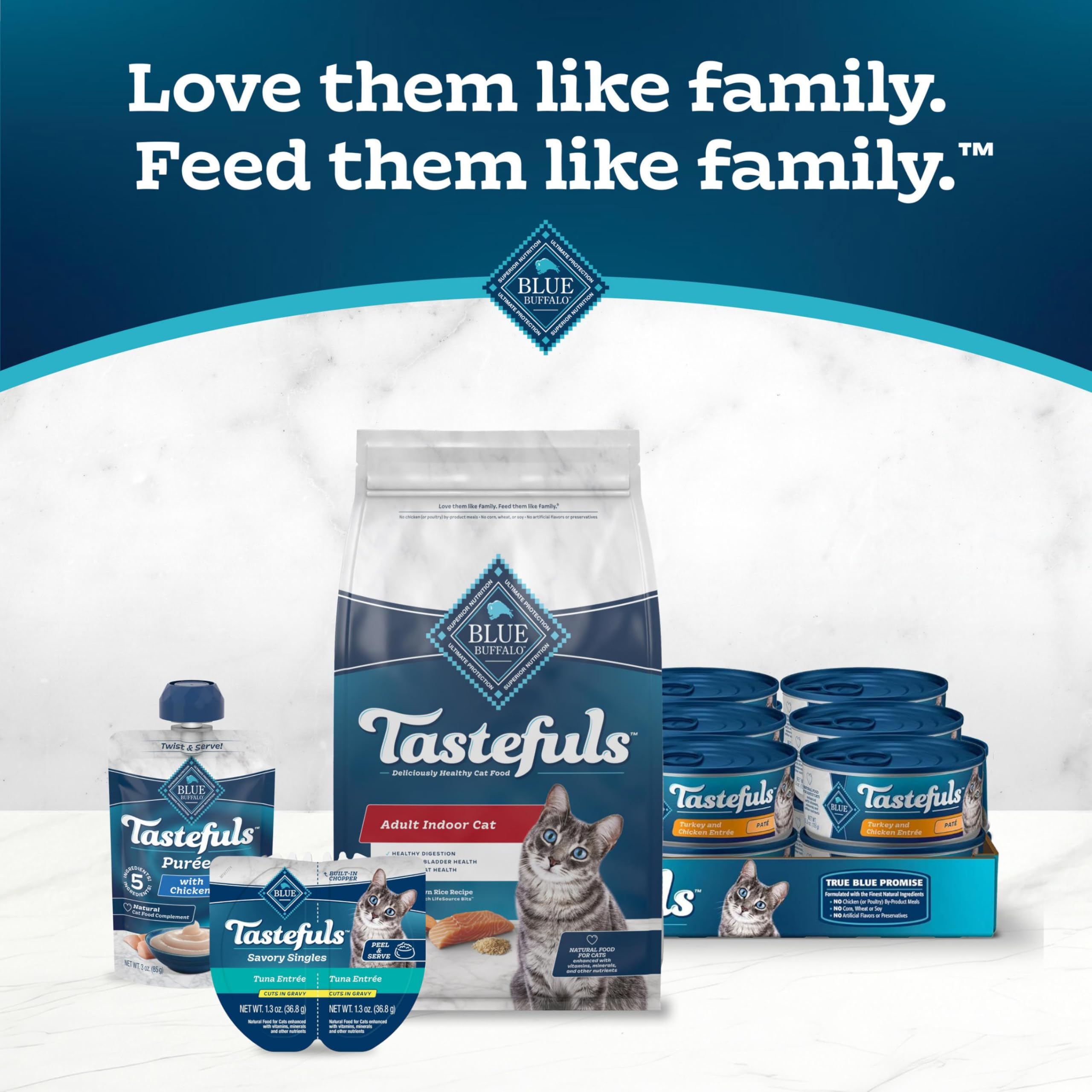 Blue Buffalo Tastefuls ayuda a pelaje suave y brillo con nutrientes clave.