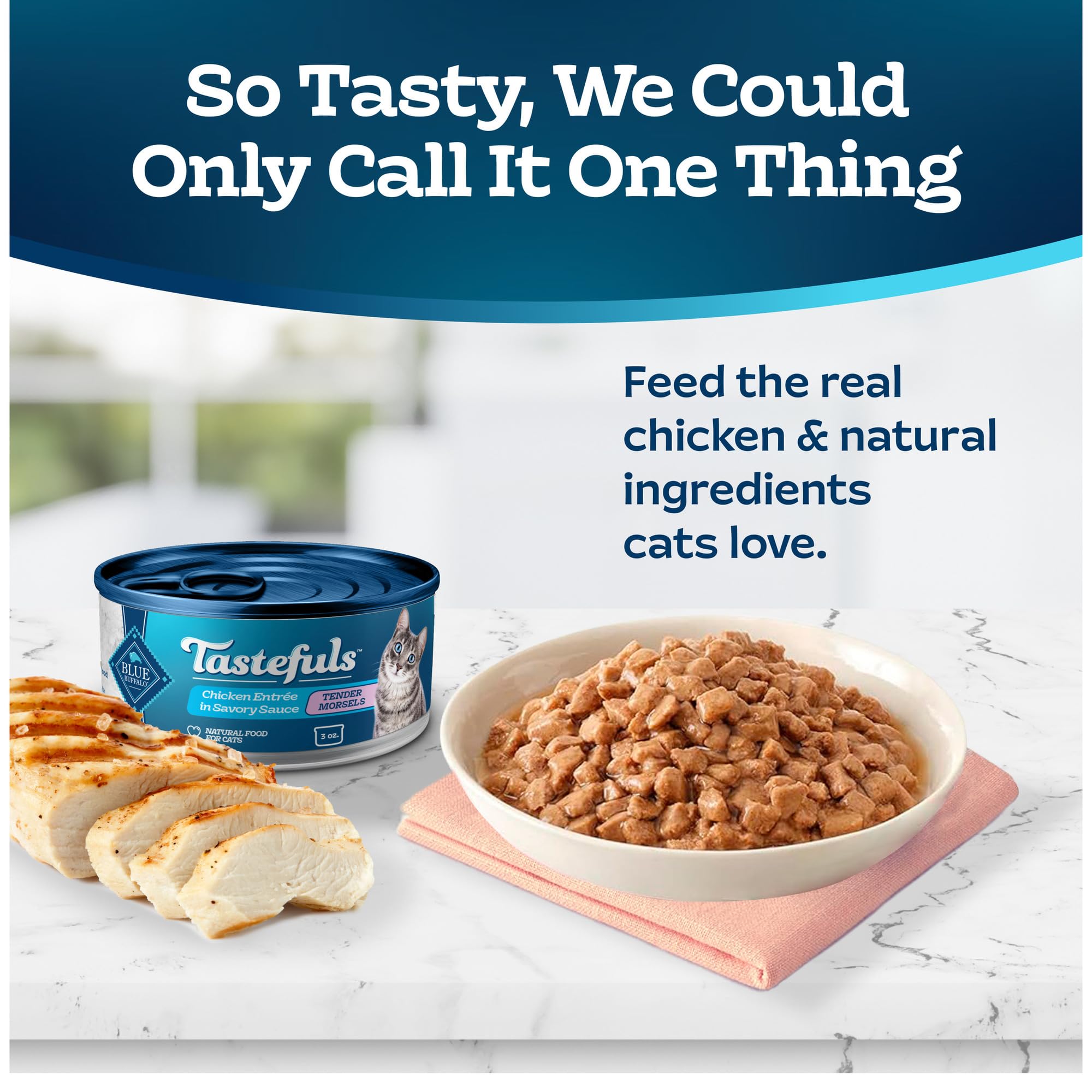 Blue Buffalo Tastefuls trocitos de pollo en salsa natural, sabor apetecible para felinos