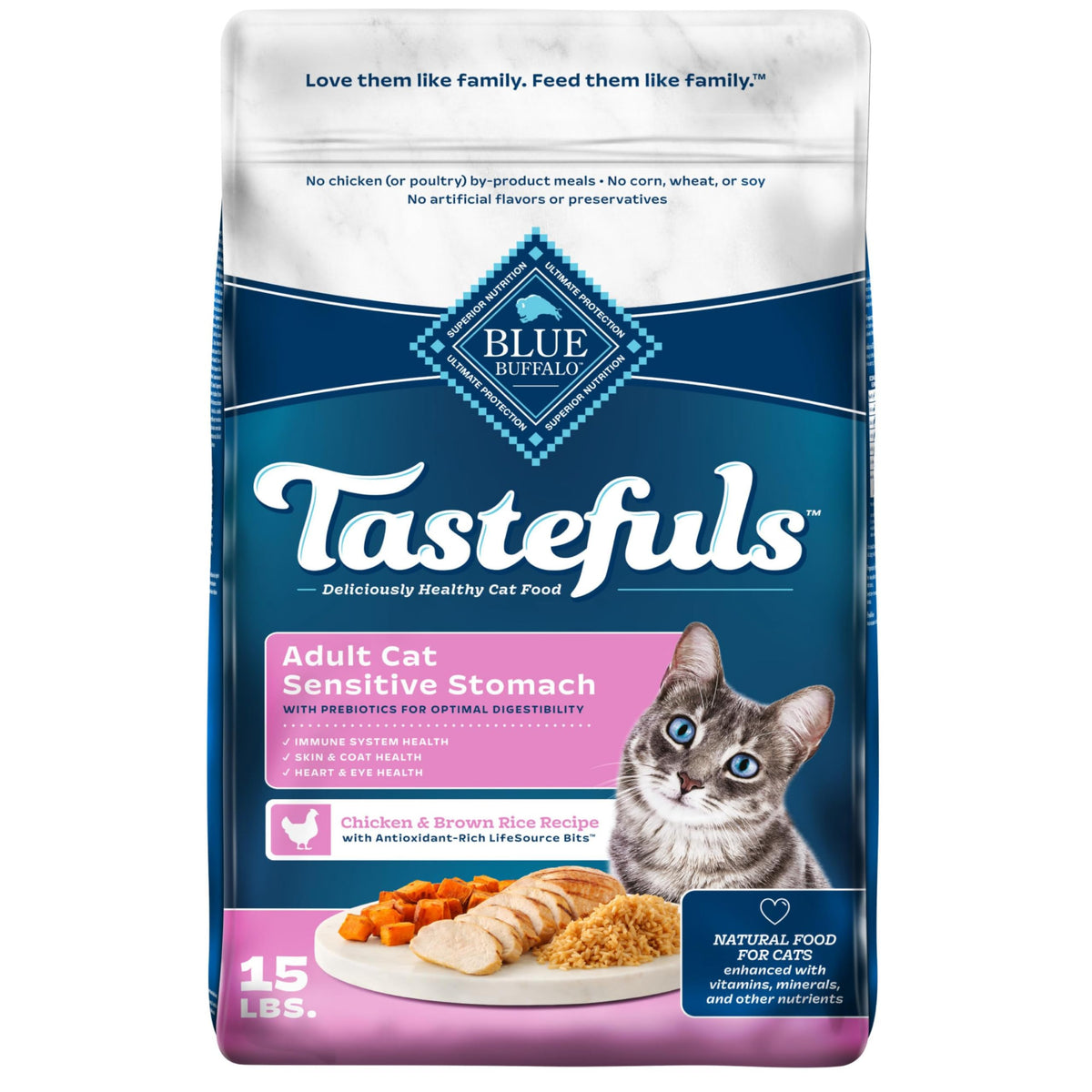 Blue Buffalo Tastefuls con pollo real como primer ingrediente para paladar sabroso