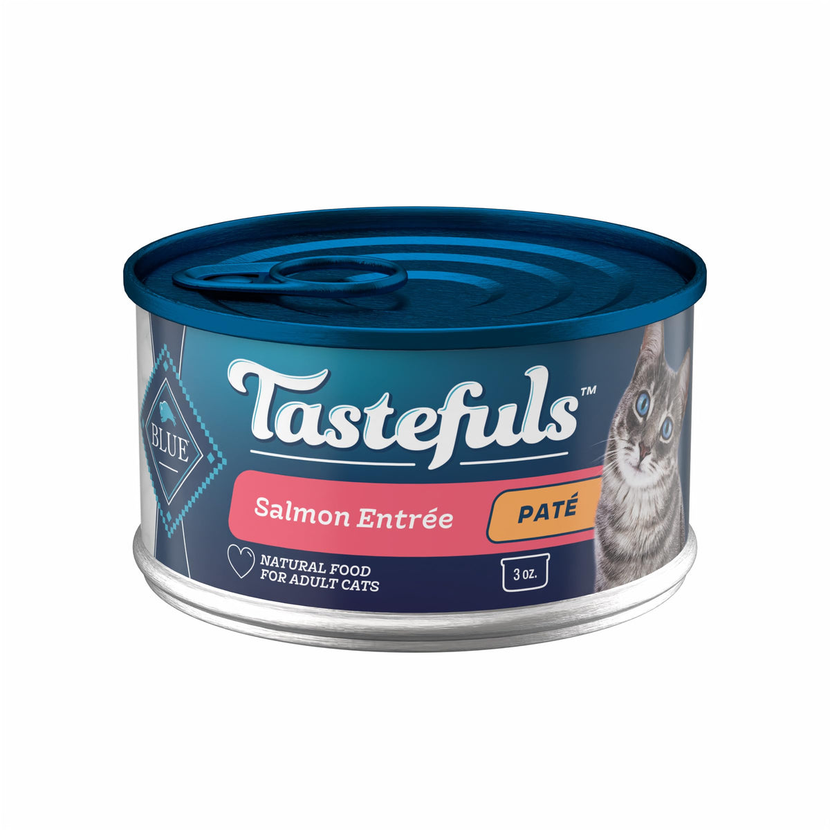 Blue Buffalo Tastefuls Salmón Pate, lata 3 onzas; primera proteína sabrosa para gatos