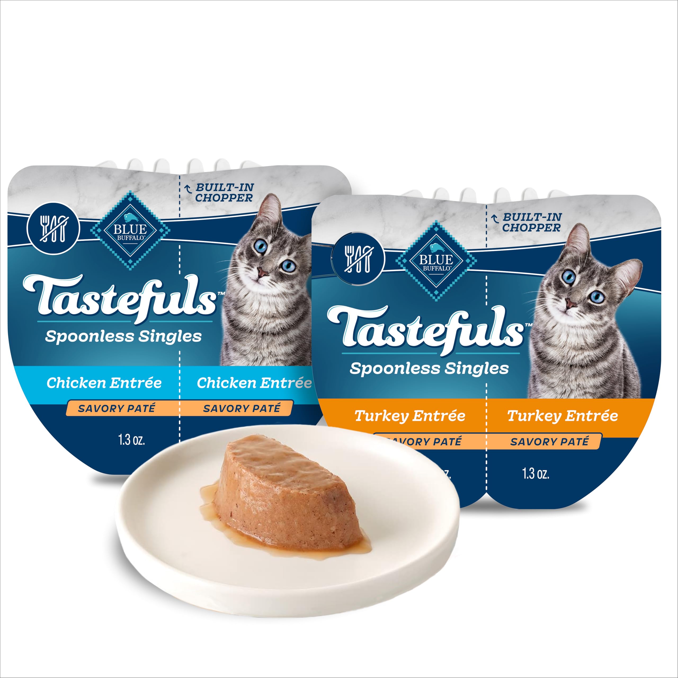 Blue Buffalo Tastefuls sin cuchara, bandejas 2-6oz, alimentación rápida y sin desorden