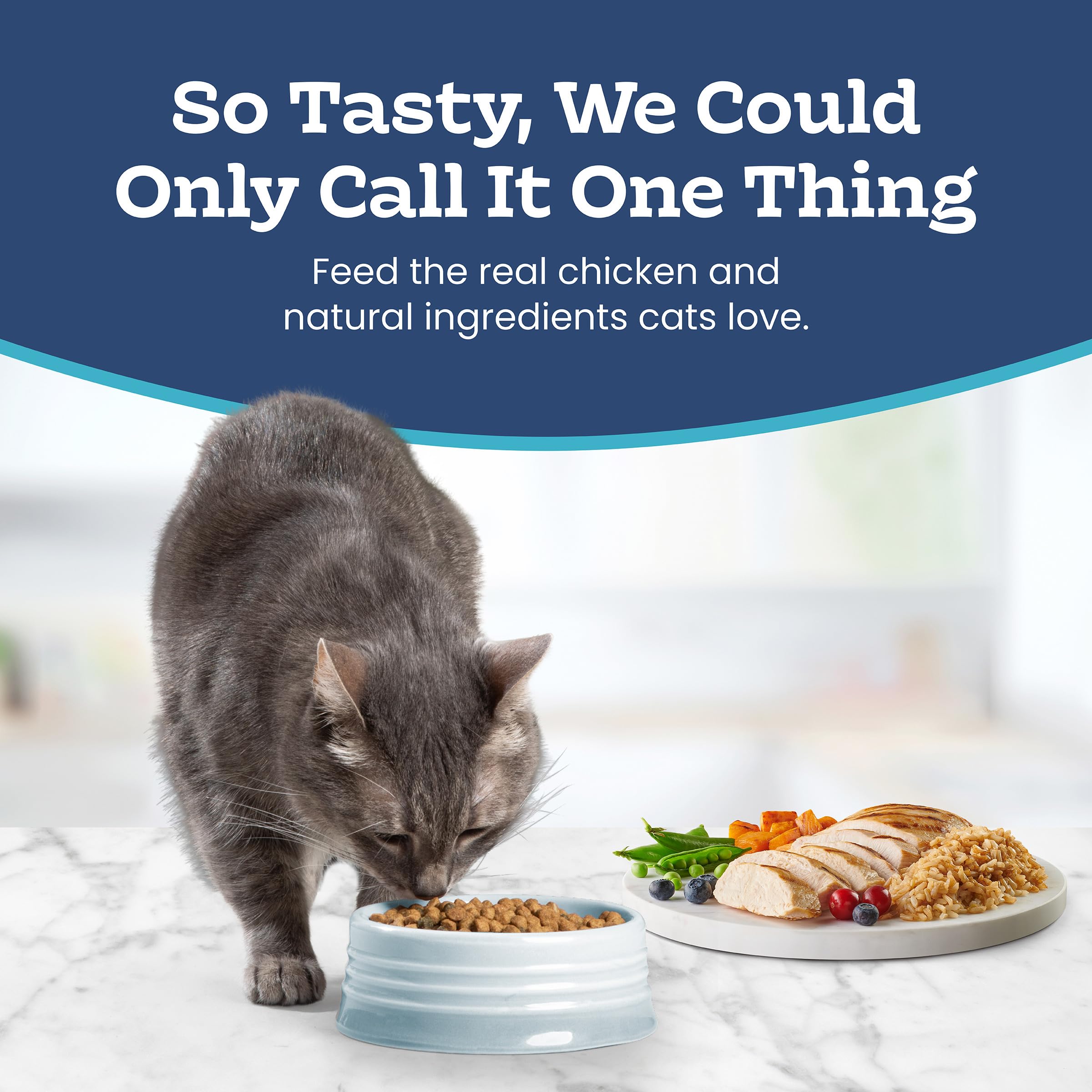 Fórmula Blue Buffalo Tastefuls sin subproductos de pollo para gatos.