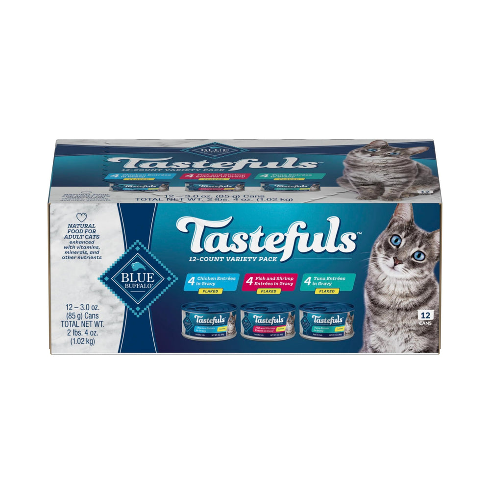 Blue Buffalo Tastefuls tuna flaked can shows real fish first for balanced meals