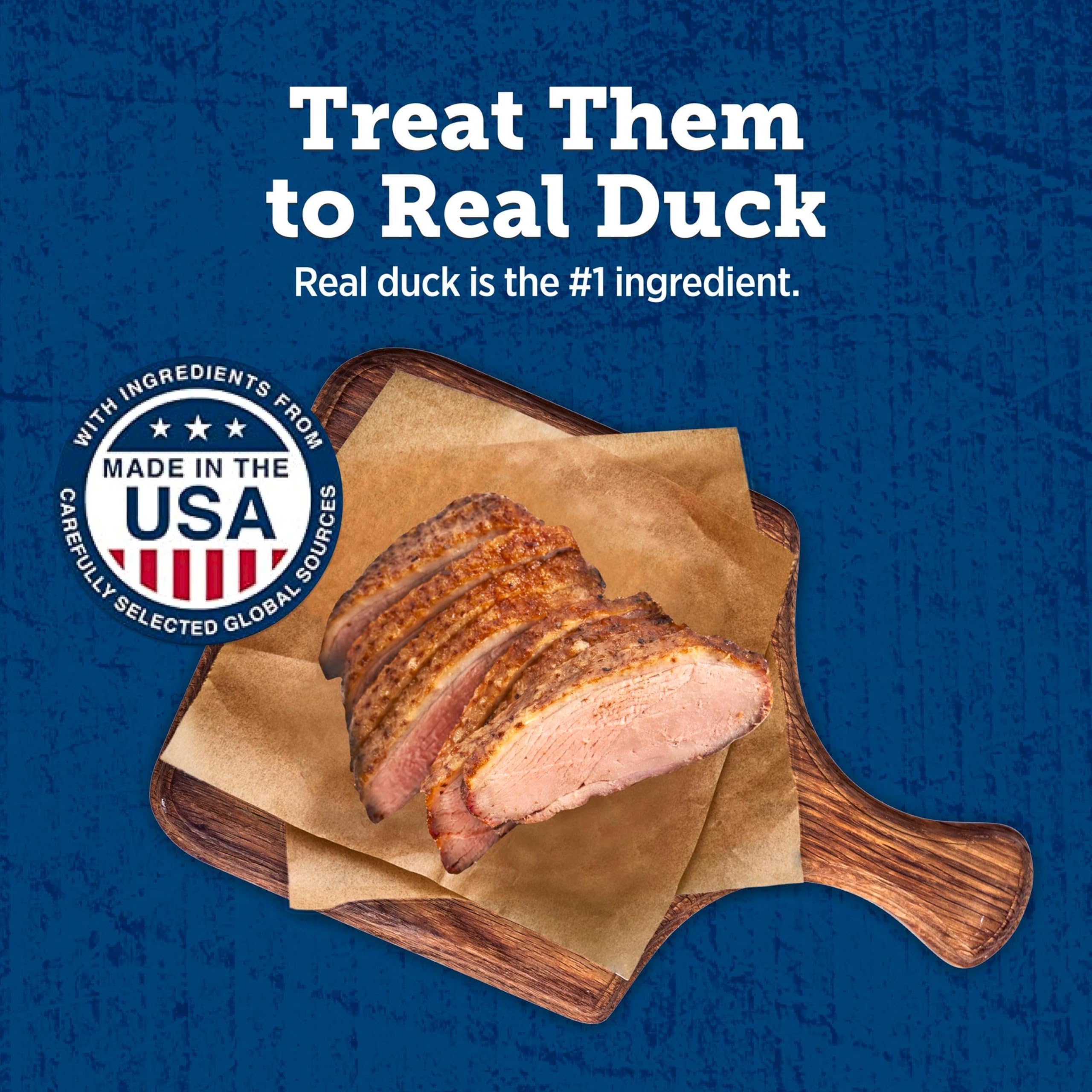 Blue Buffalo True Chews pato, textura tierna para premiar a perros de todas las edades.