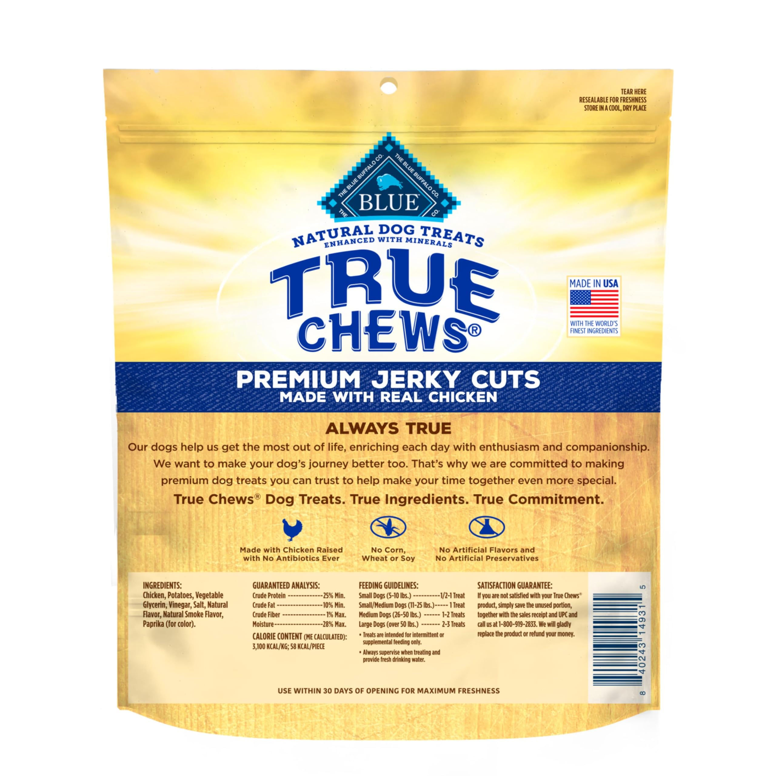 Blue Buffalo True Chews, pollo real en cada bocado para perros sabrosos