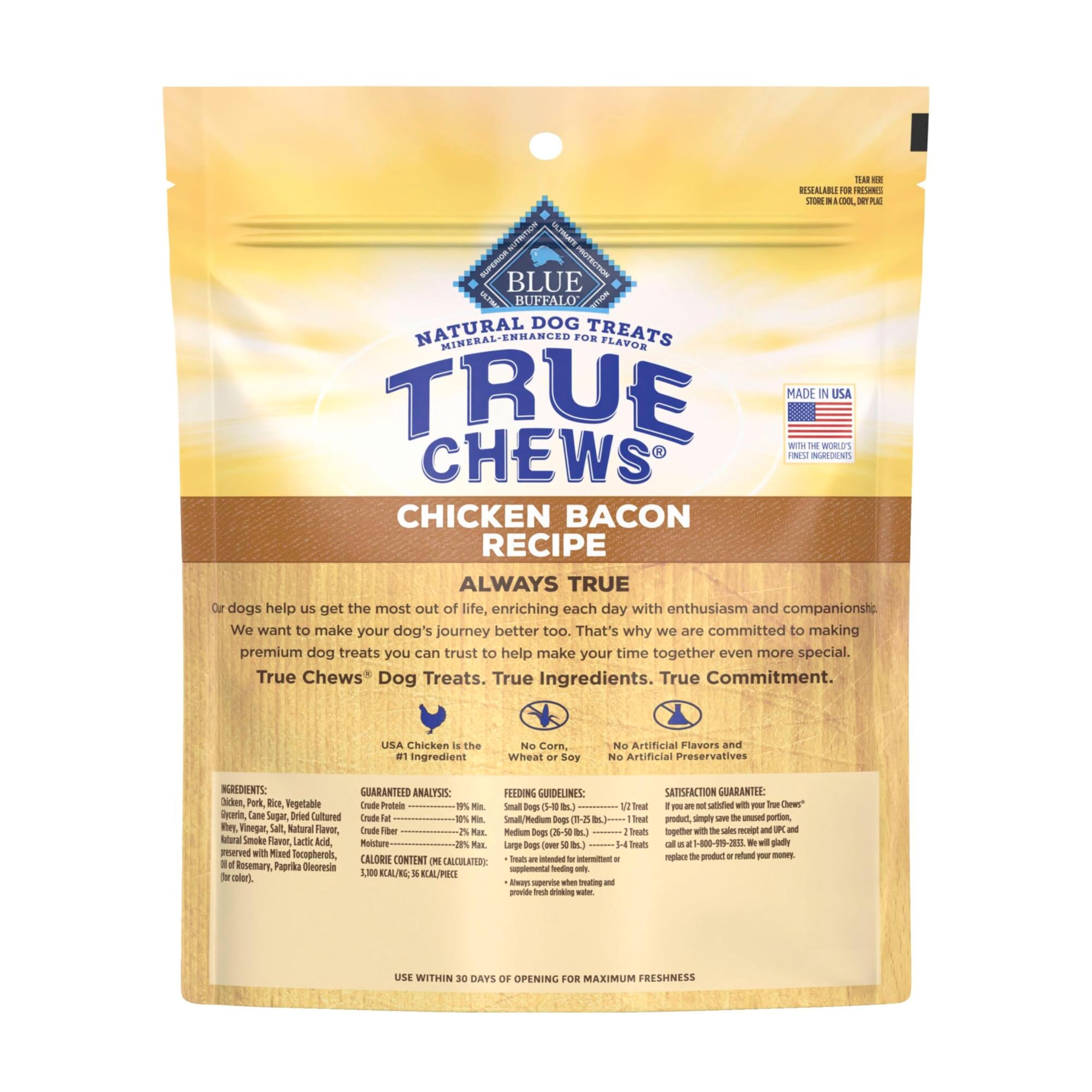 Blue Buffalo True Chews textura tierna y masticable para todas las razas