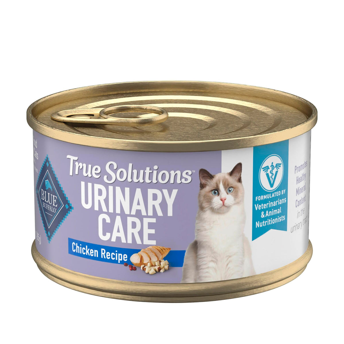Blue Buffalo True Solutions Urinary Care: lata de 3 oz con pollo real para gatos adultos.