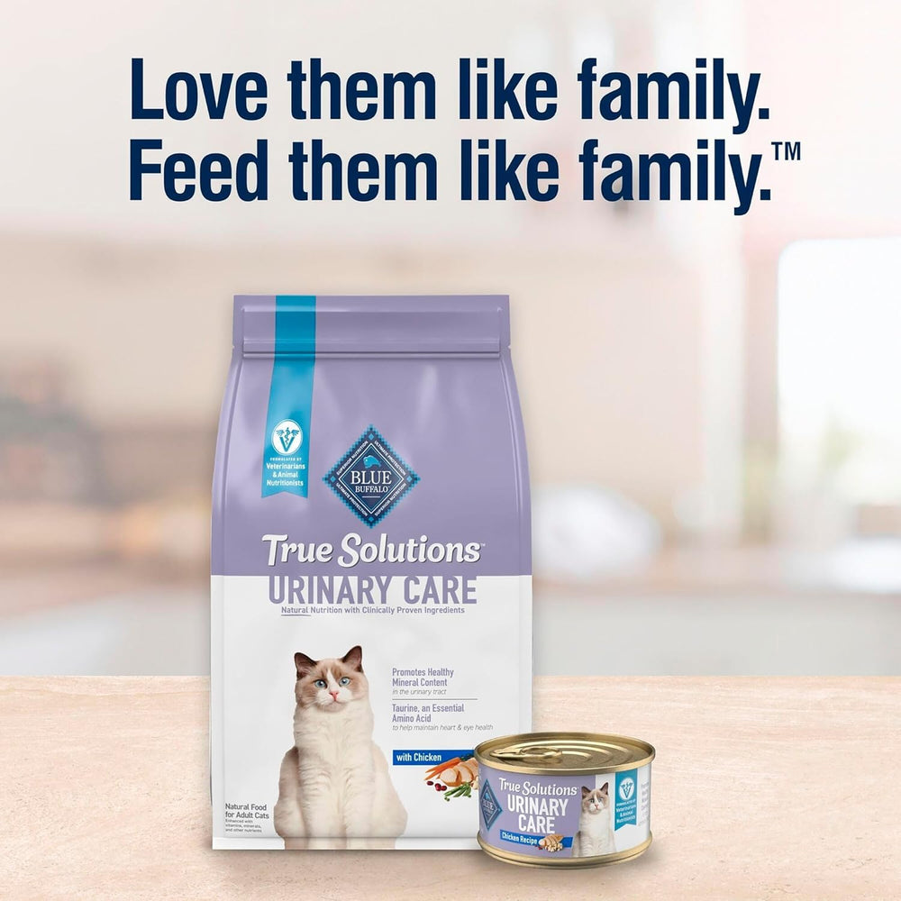 Blue Buffalo True Solutions Urinary Care envase con 24 latas para conveniencia.