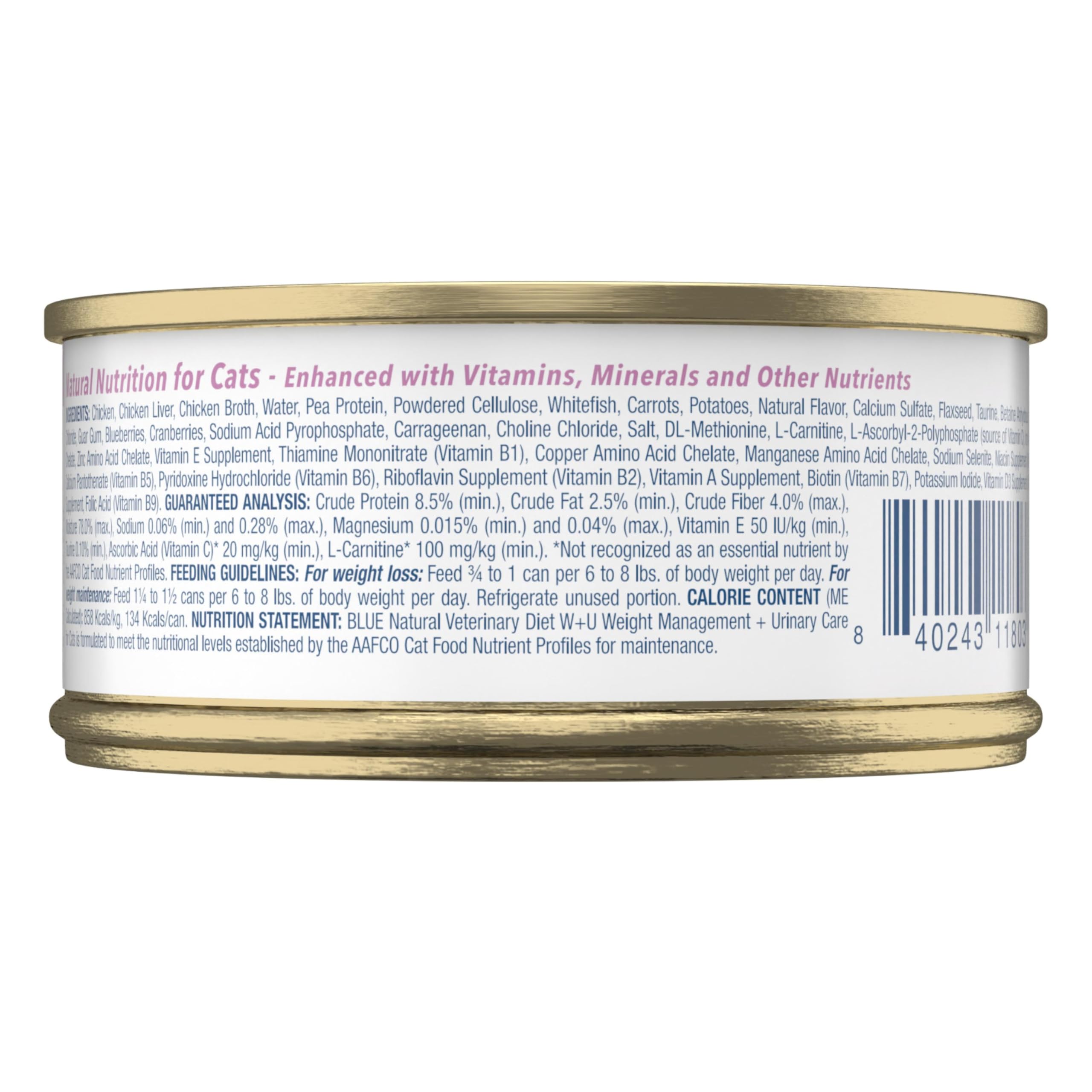 Blue Buffalo W+U: ingrediente principal pollo real en la etiqueta.