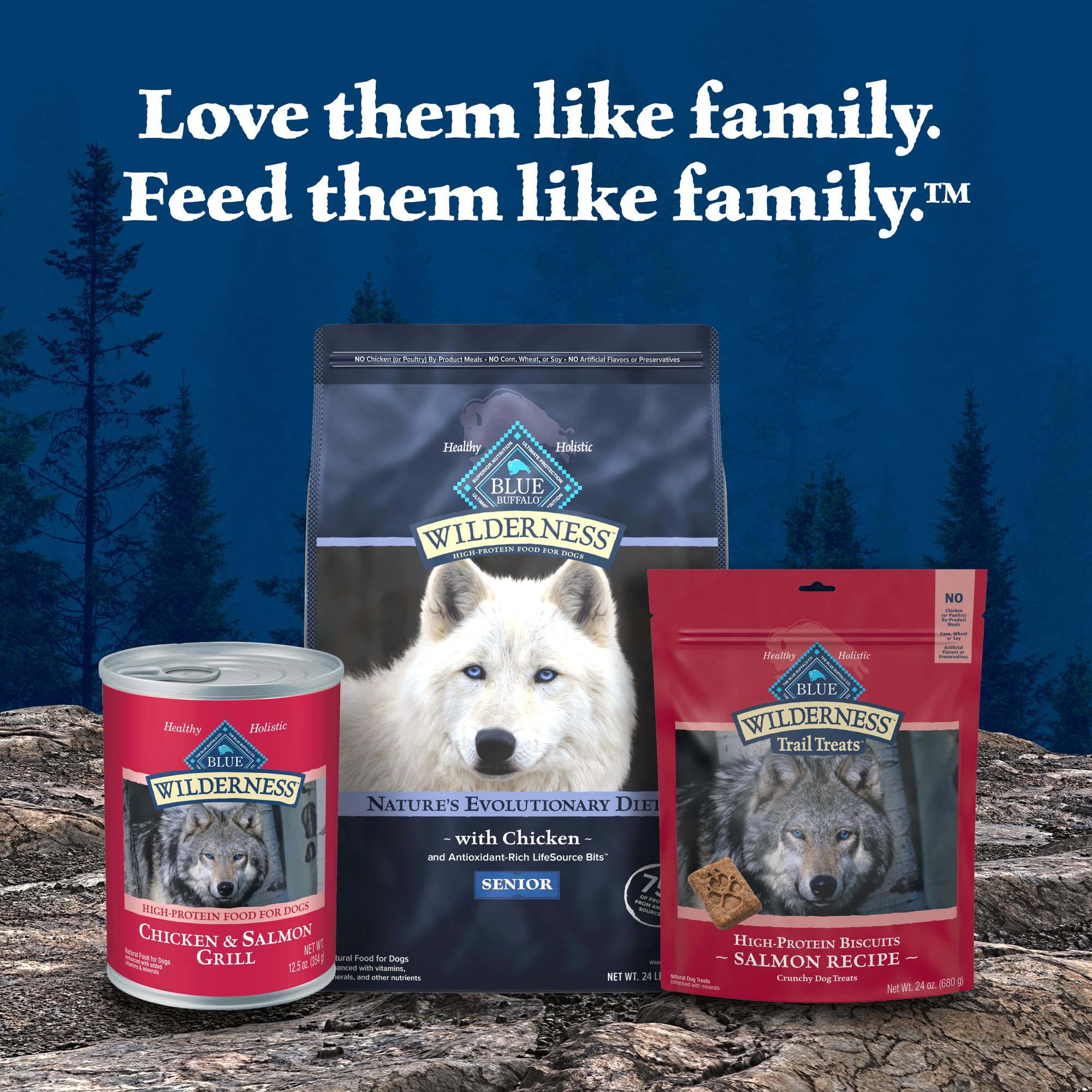 Blue Buffalo Wilderness Denali Dinner tres formas de servir: mezcla, plato o snack