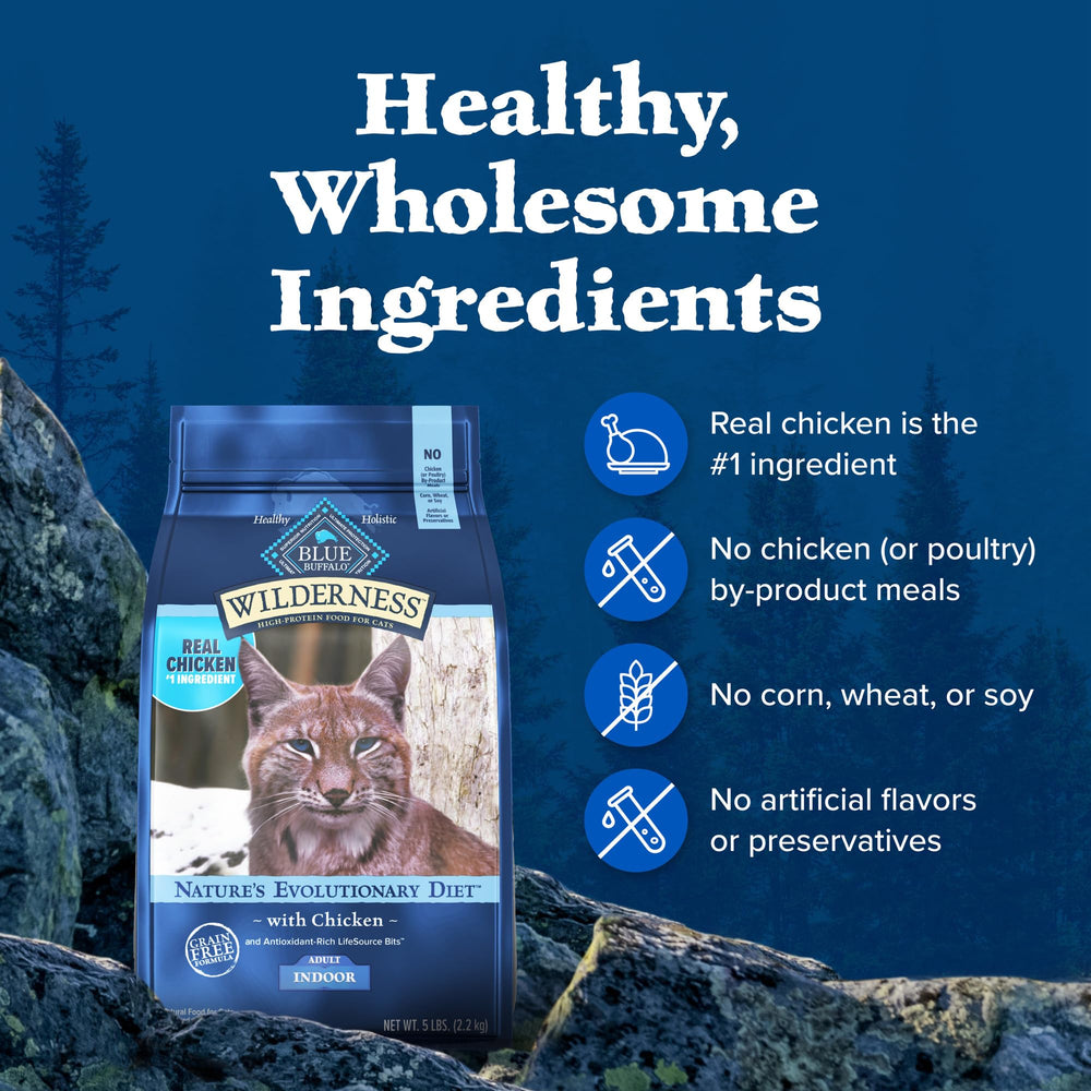 Blue Buffalo Wilderness ideal para gatos adultos que viven en interiores.