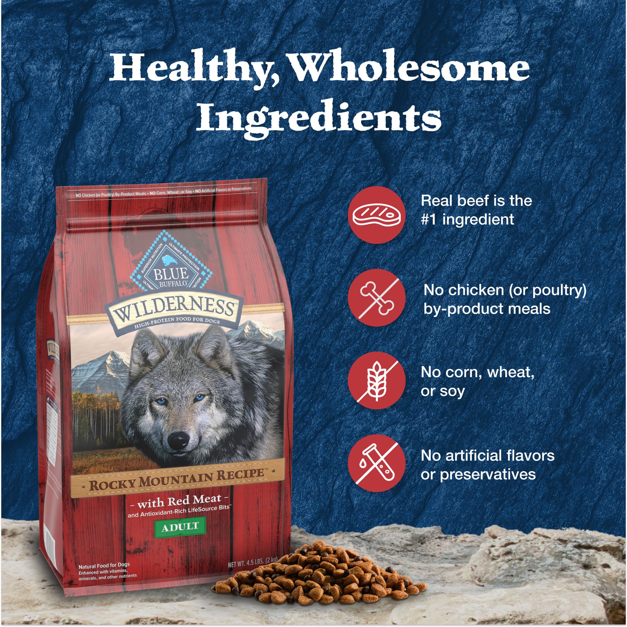 Blue Buffalo Wilderness frutas y verduras para nutrición equilibrada