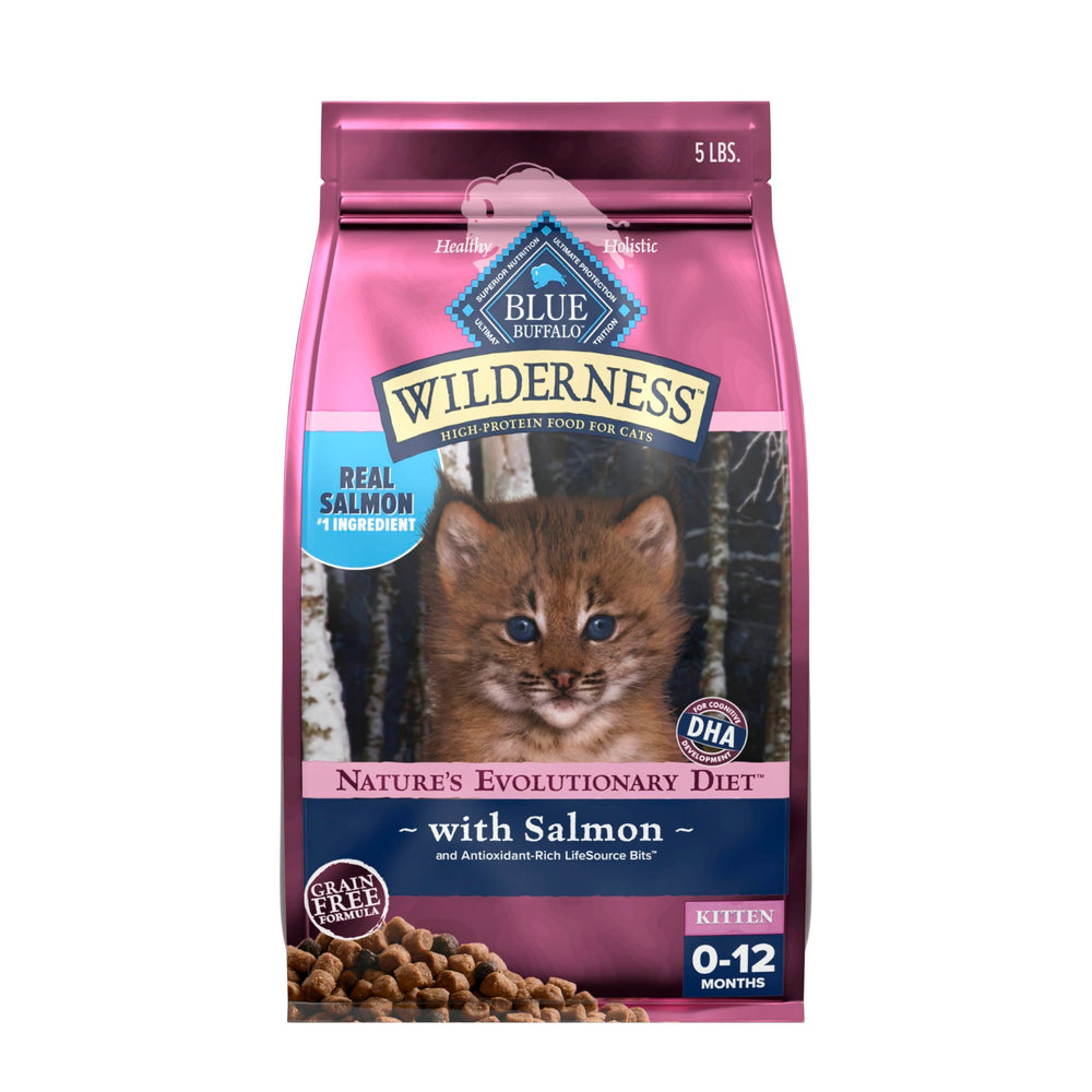 Blue Buffalo Wilderness gatitos, salmón principal para sabor nutritivo.