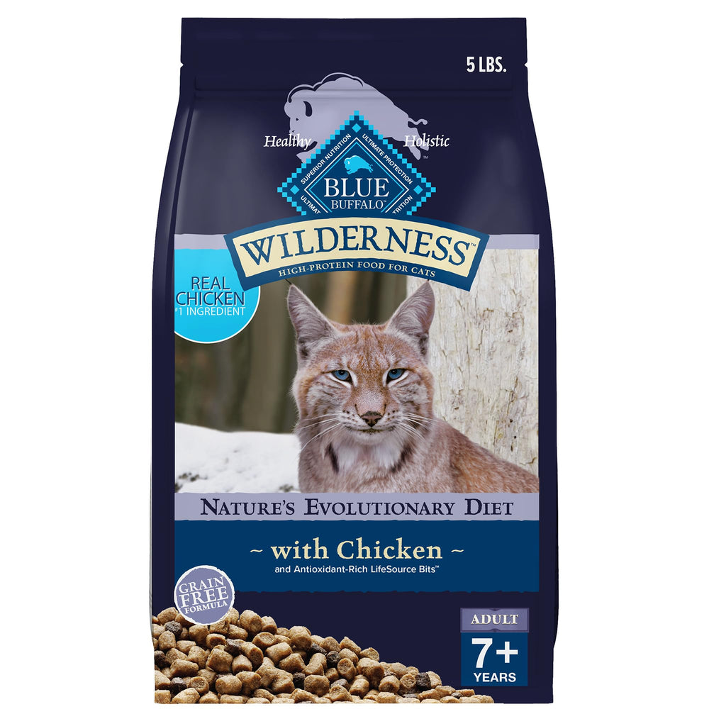 Blue Buffalo Wilderness gato maduro con pollo: bolsa de 5 lb para energía diaria