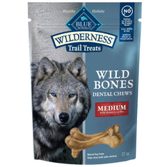Blue Buffalo Wilderness huesos salvajes dentales para perros medianos, ayudan a la limpieza diaria