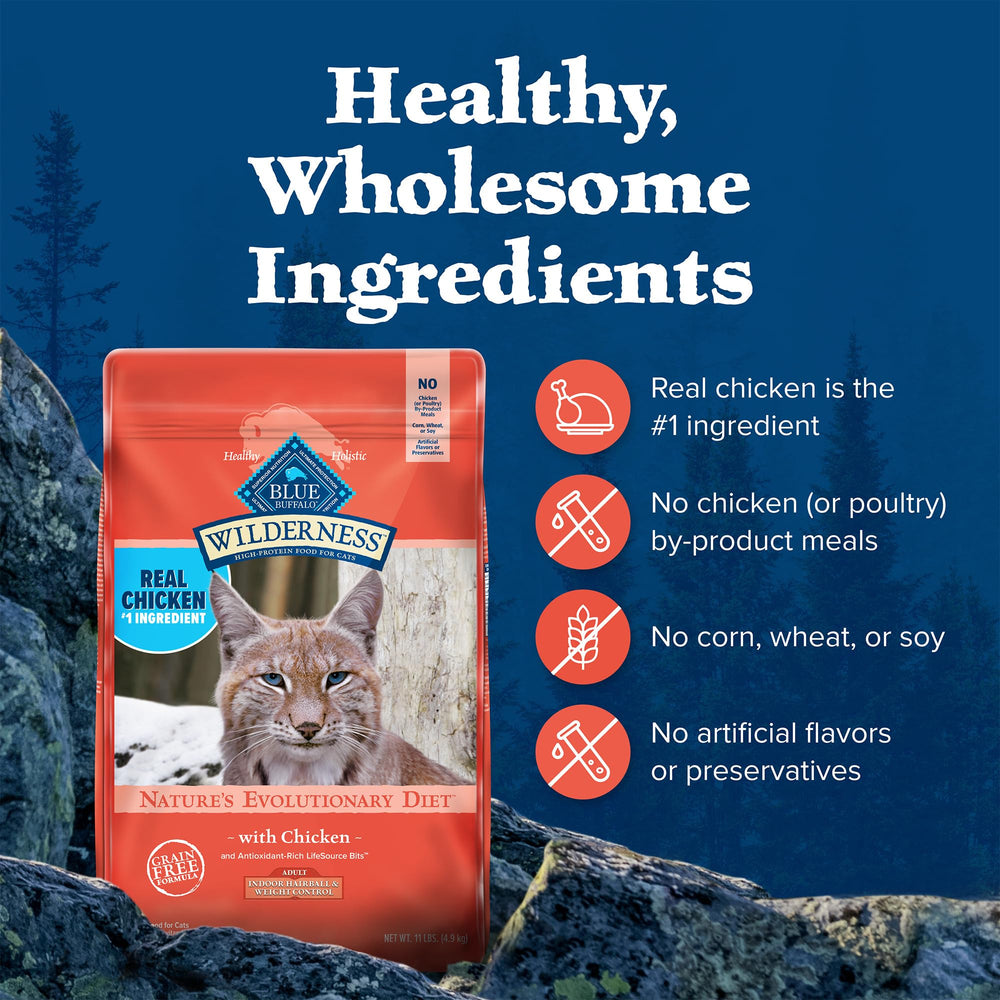 Blue Buffalo Wilderness, alto contenido de proteína para energía felina.