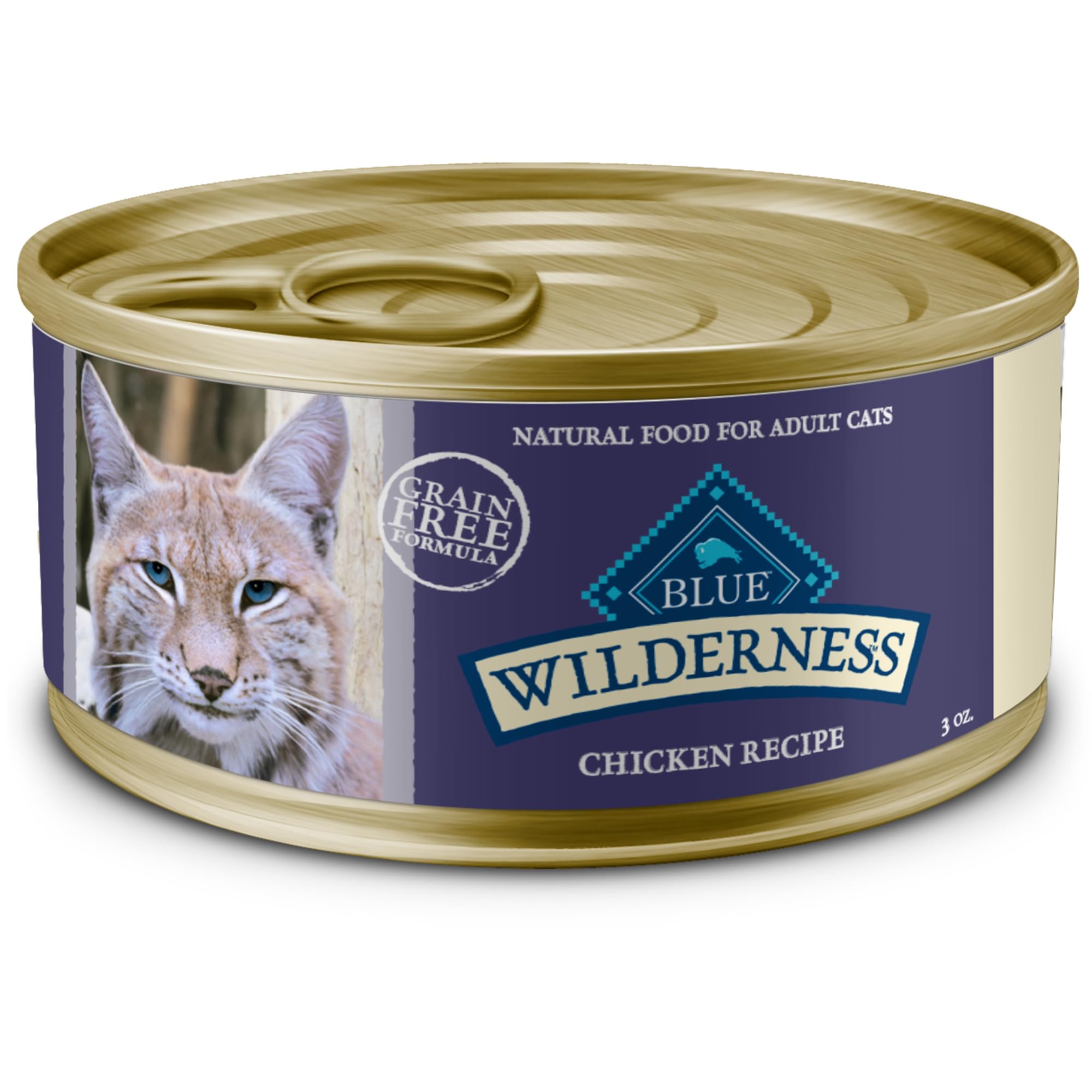Blue Buffalo Wilderness Paté de pollo, proteína real para gatos adultos activos.