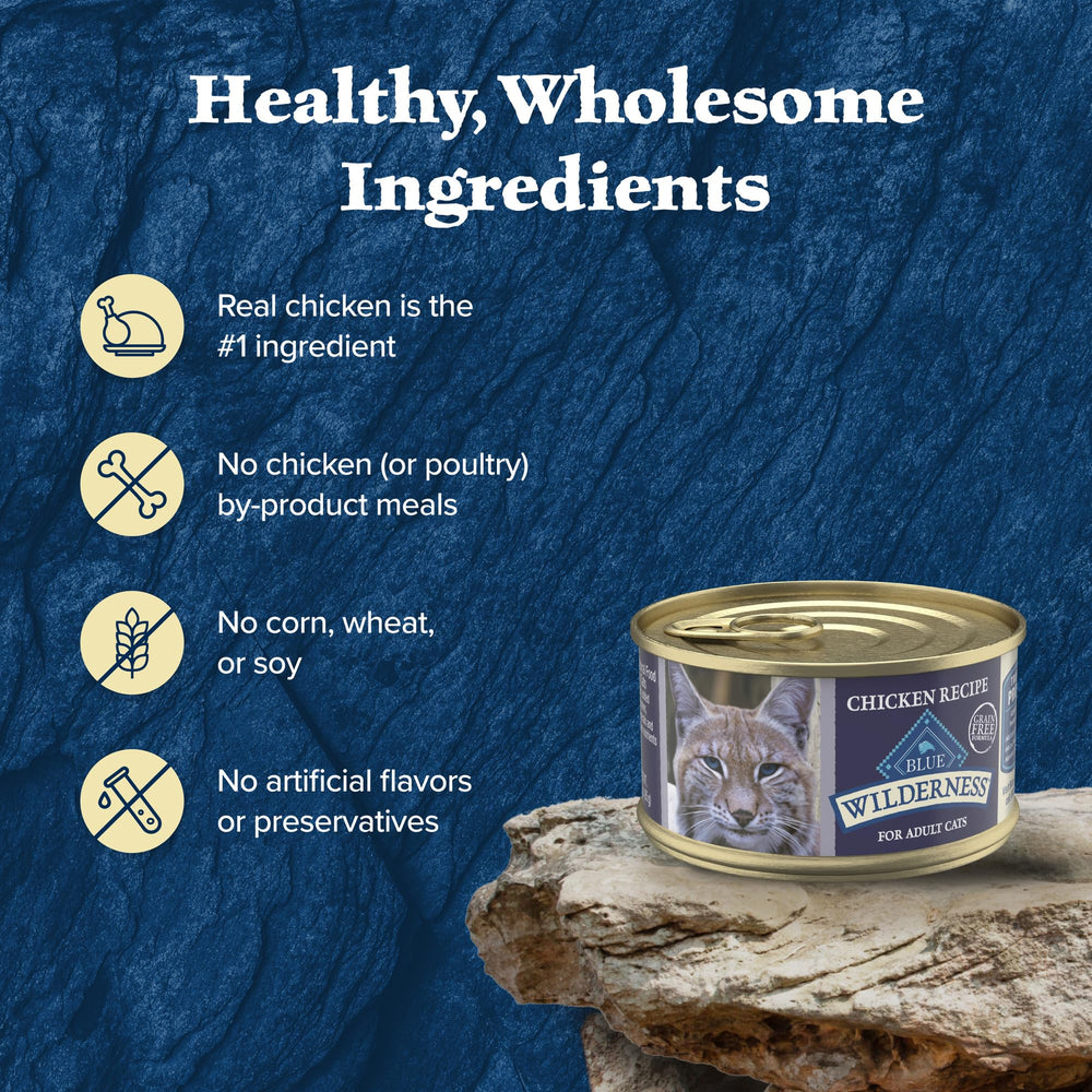 Blue Buffalo Wilderness Paté de pollo, sabor natural para gatos adultos.