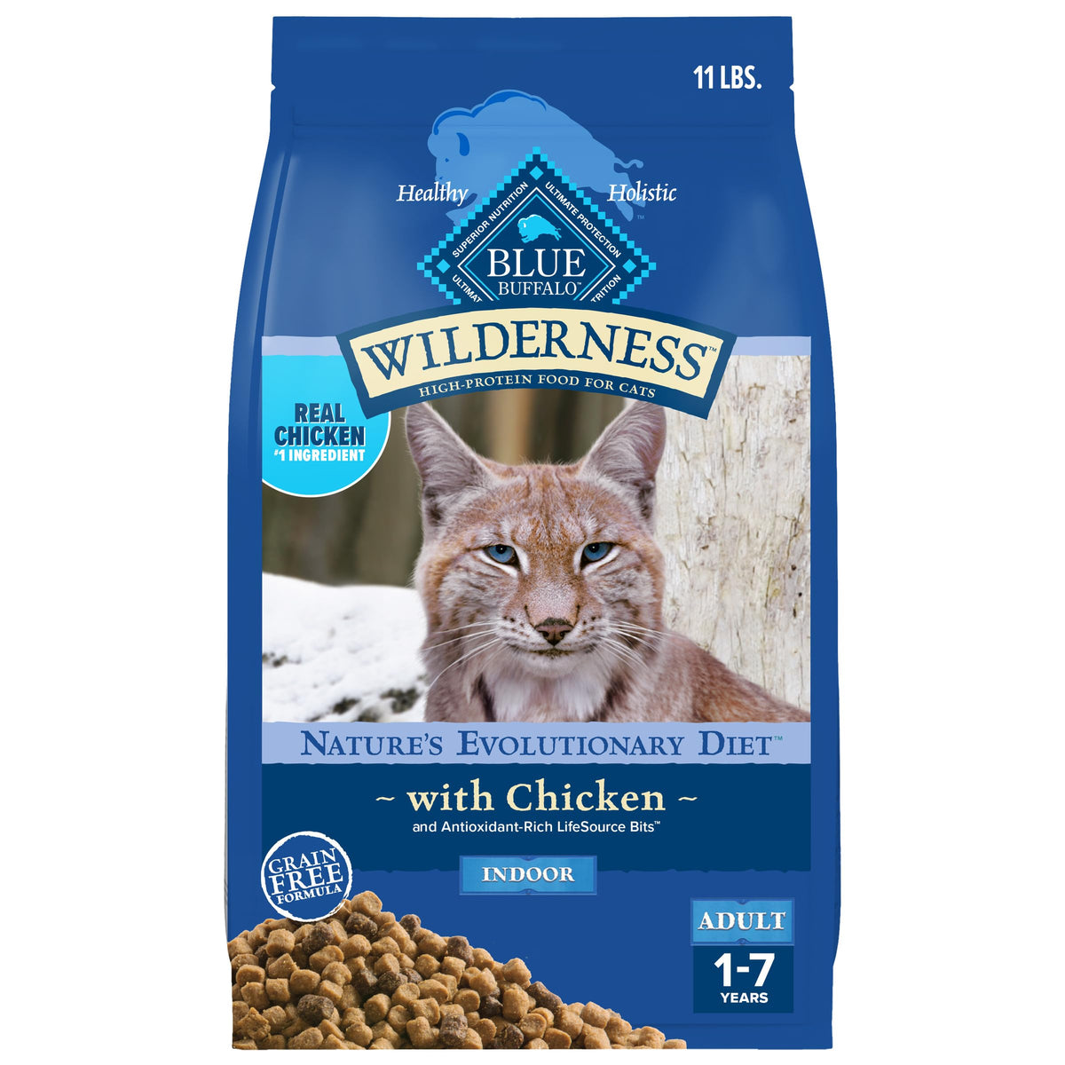 Blue Buffalo Wilderness: pollo real como primer ingrediente para gatos adultos.