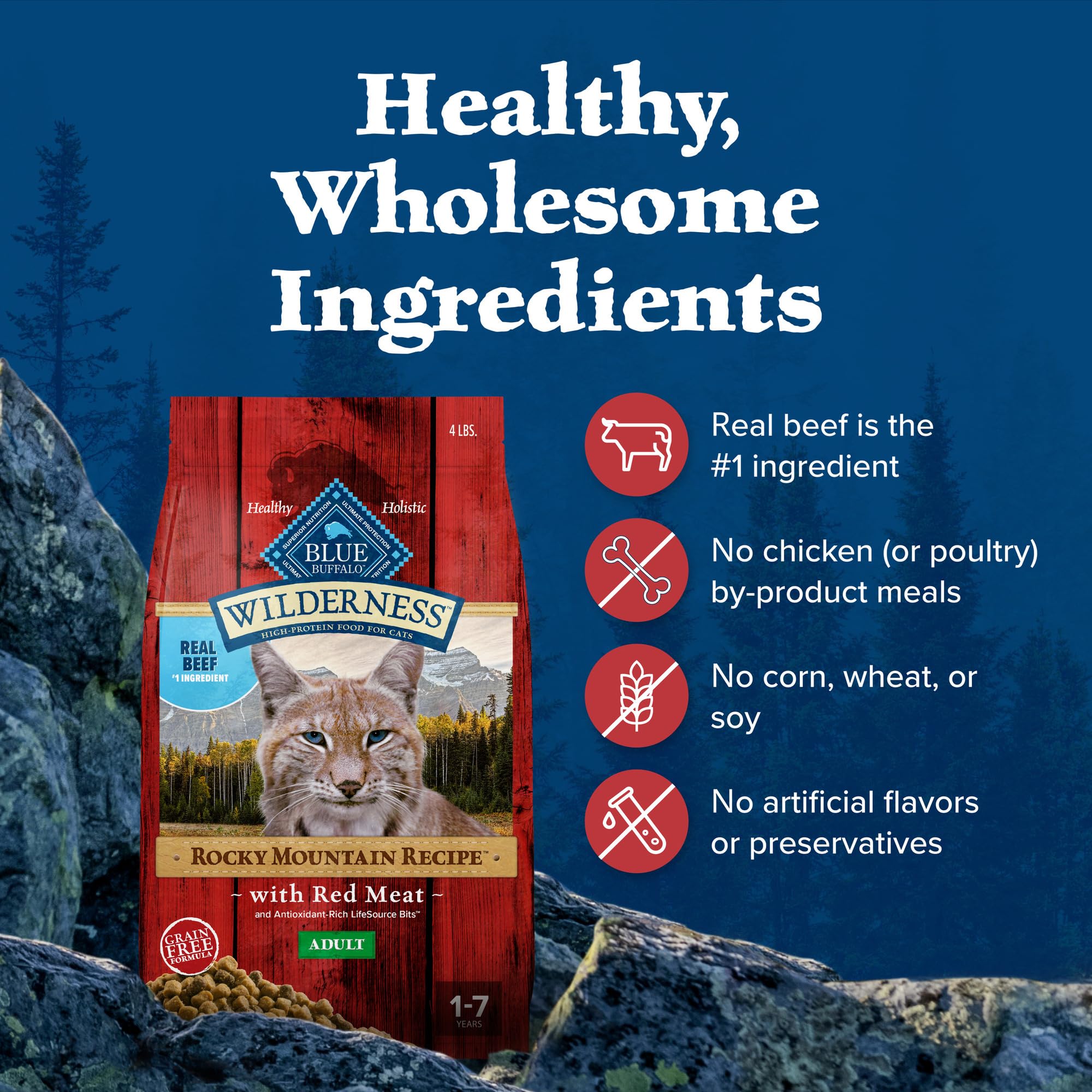 Blue Buffalo Wilderness Rocky Mountain sin maíz trigo ni soja