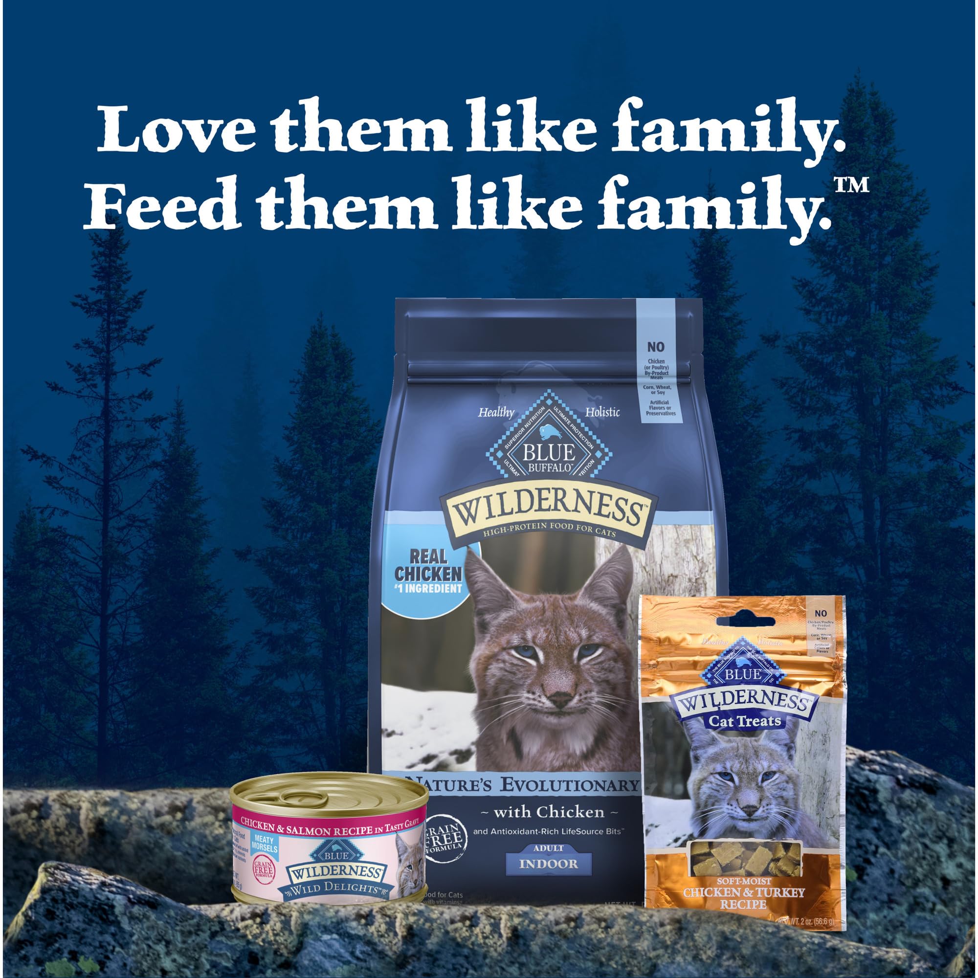 Blue Buffalo Wilderness sin subproductos de pollo, formulación clara.