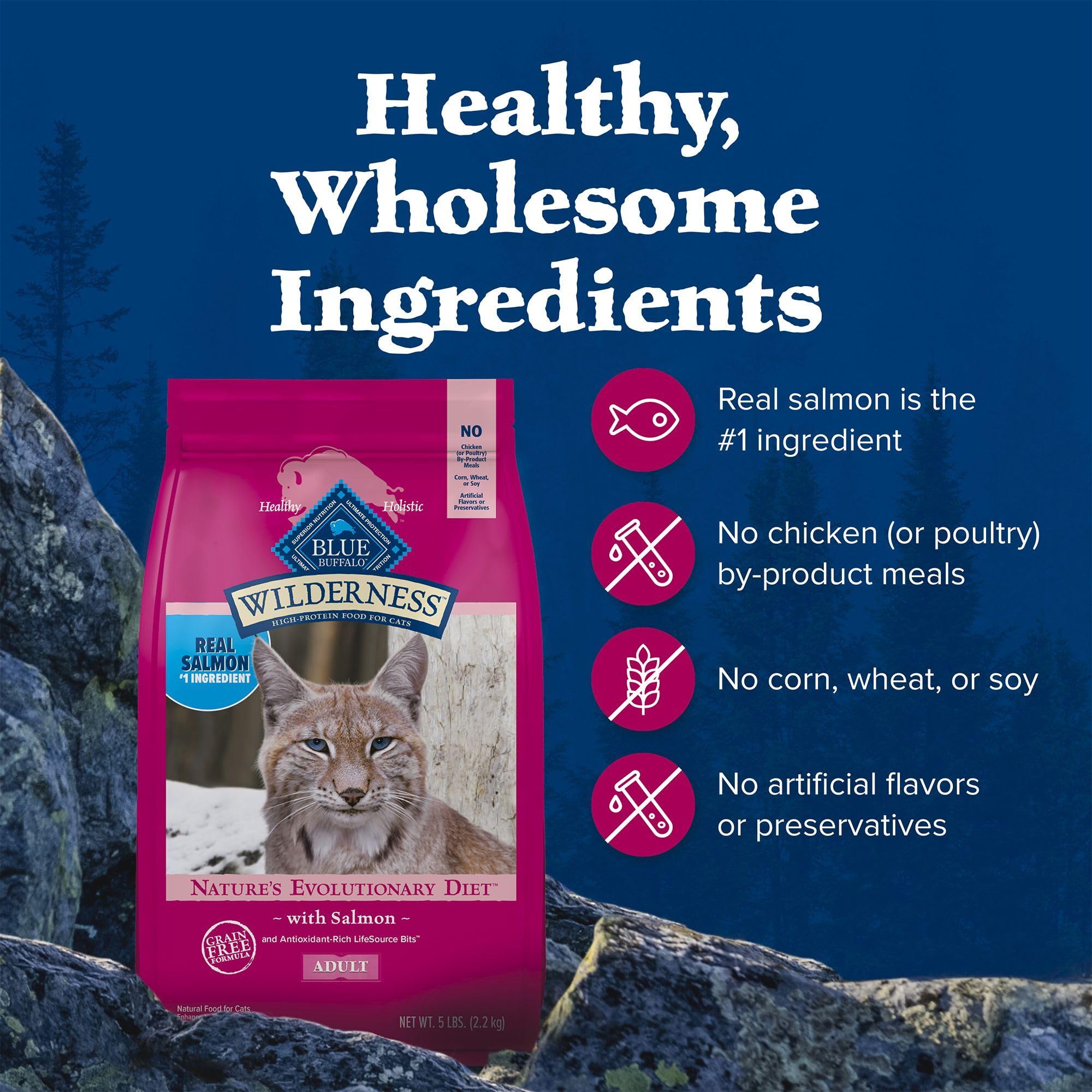 Blue Buffalo Wilderness sin subproductos de pollo, opción más natural.