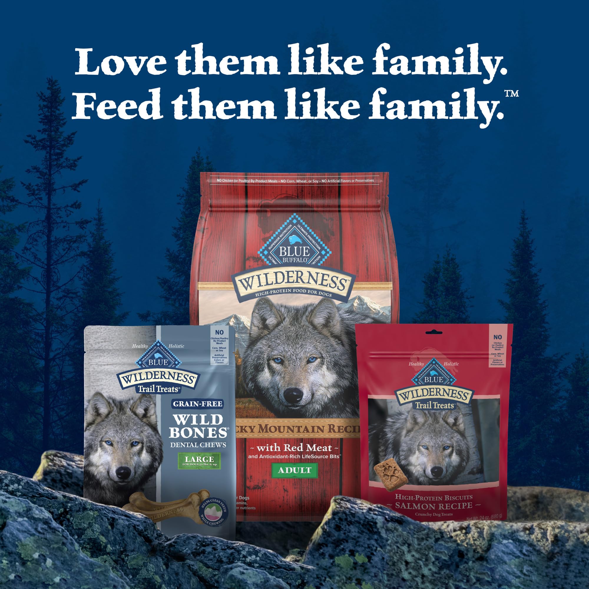 Blue Buffalo Wilderness Wild Bones Grandes recompensa diaria para perros activos.