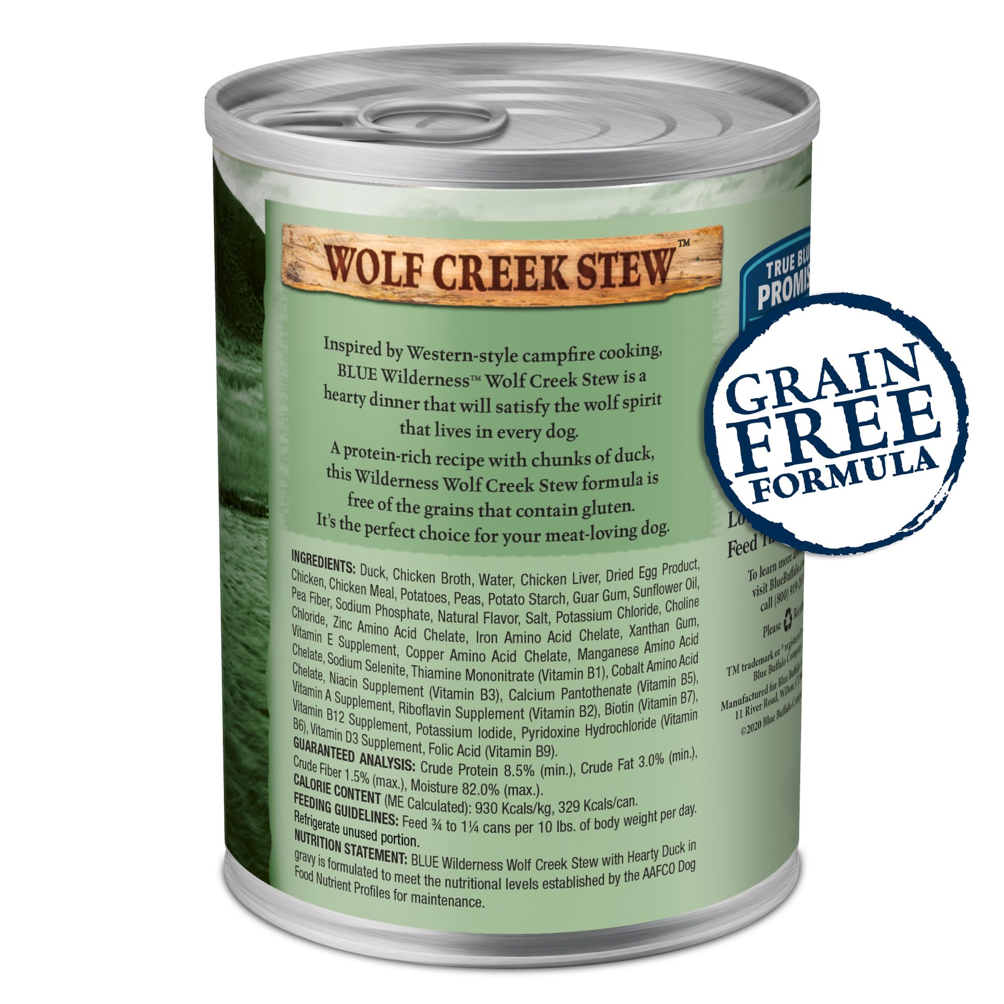 Blue Buffalo Wilderness Wolf Creek Stew: trozos de pato en salsa que agradan a perros.