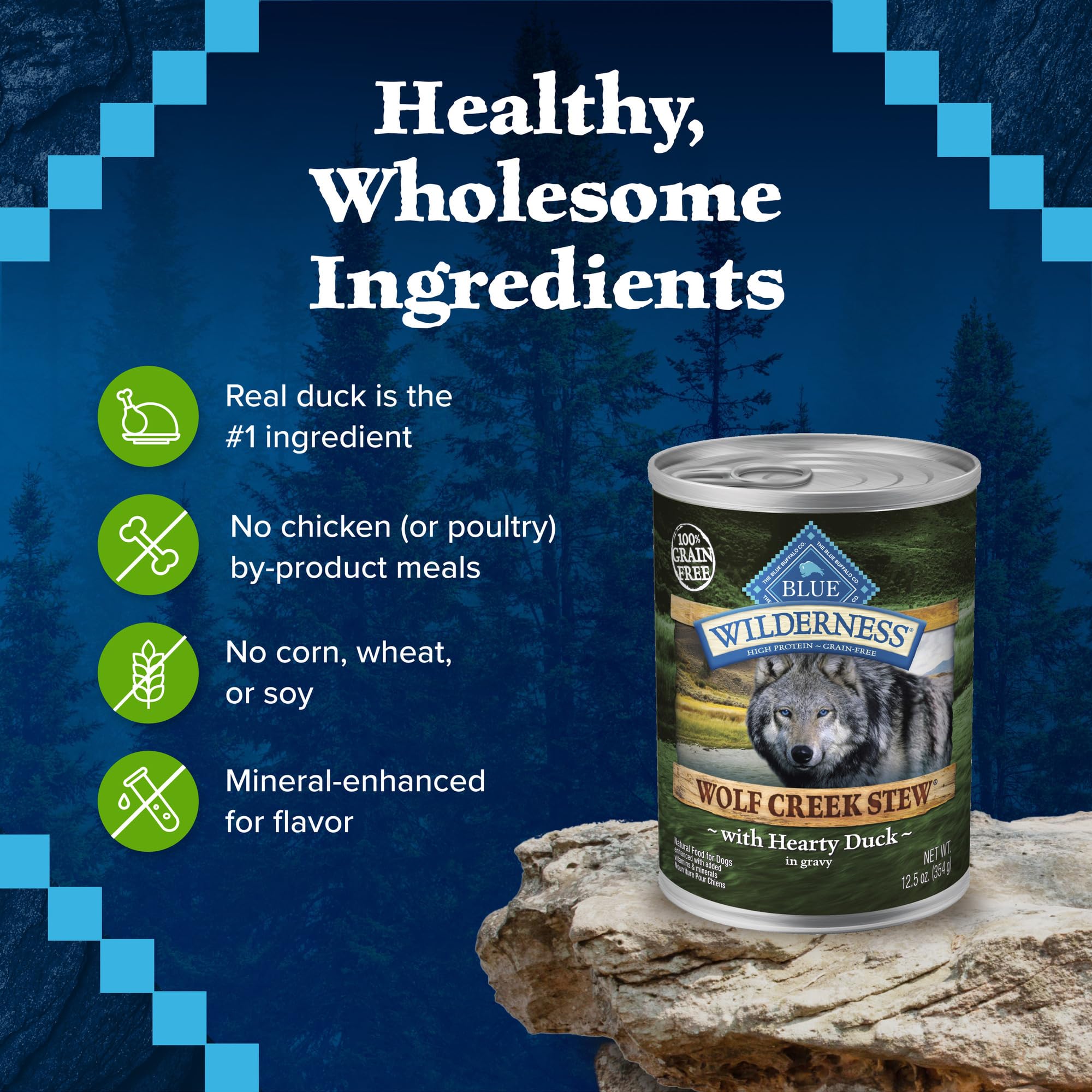 Blue Buffalo Wilderness Wolf Creek Stew: porción ideal para servir sola o mezclar.
