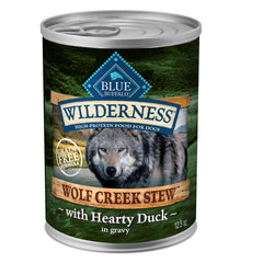 Blue Buffalo Wilderness Wolf Creek Stew: trozos de pato jugosos en salsa para perros activos.