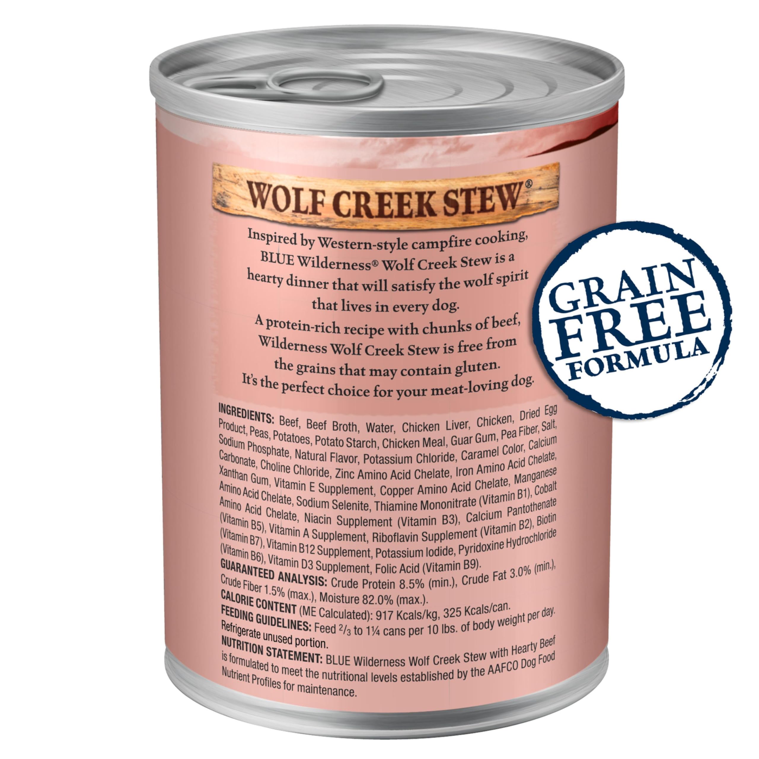 Blue Buffalo Wilderness Wolf Creek Stew: trozos de res en gravy, sabor apetitoso.