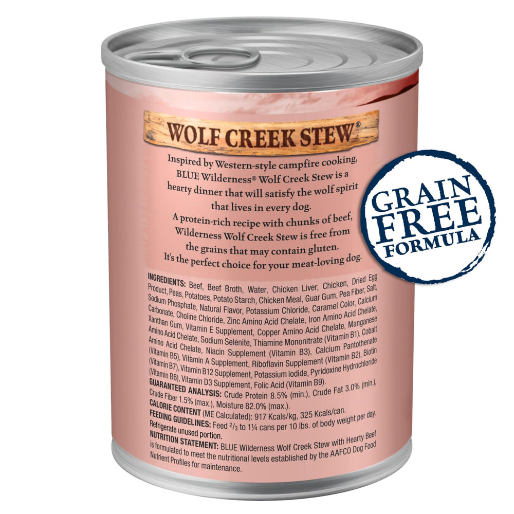Blue Buffalo Wilderness Wolf Creek Stew: trozos de res en gravy, sabor apetitoso.