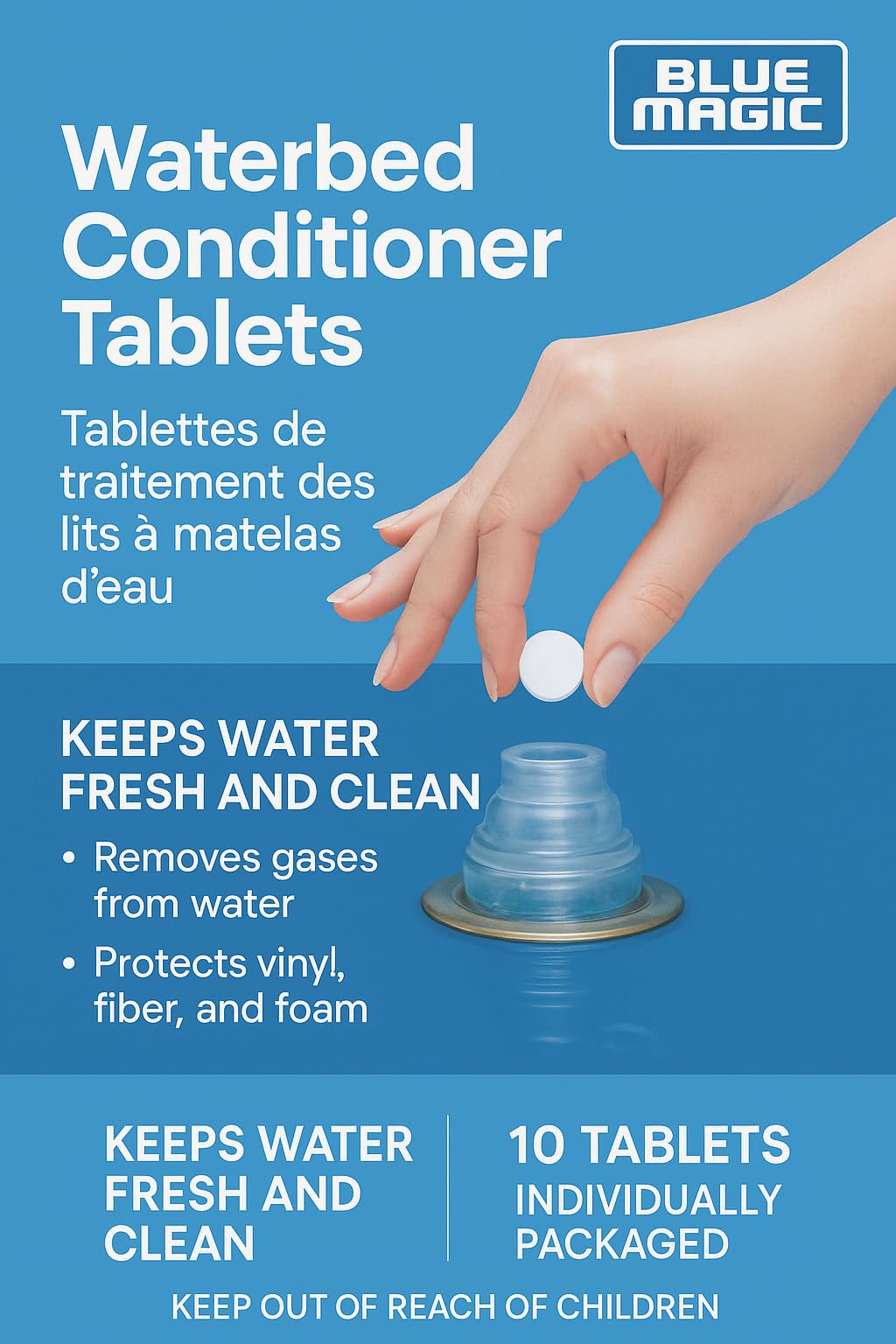 Blue Magic empaque de 10 tabletas acondicionadoras para cama de agua.