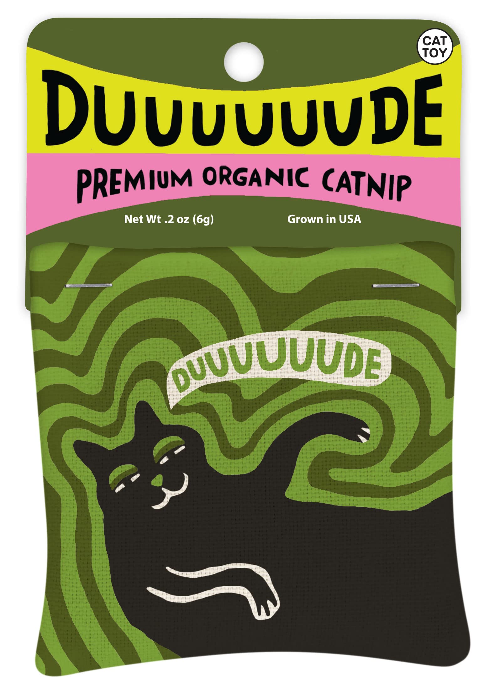 Blue Q Duuuuuuude, saco catnip con serigrafía divertida para juego prolongado