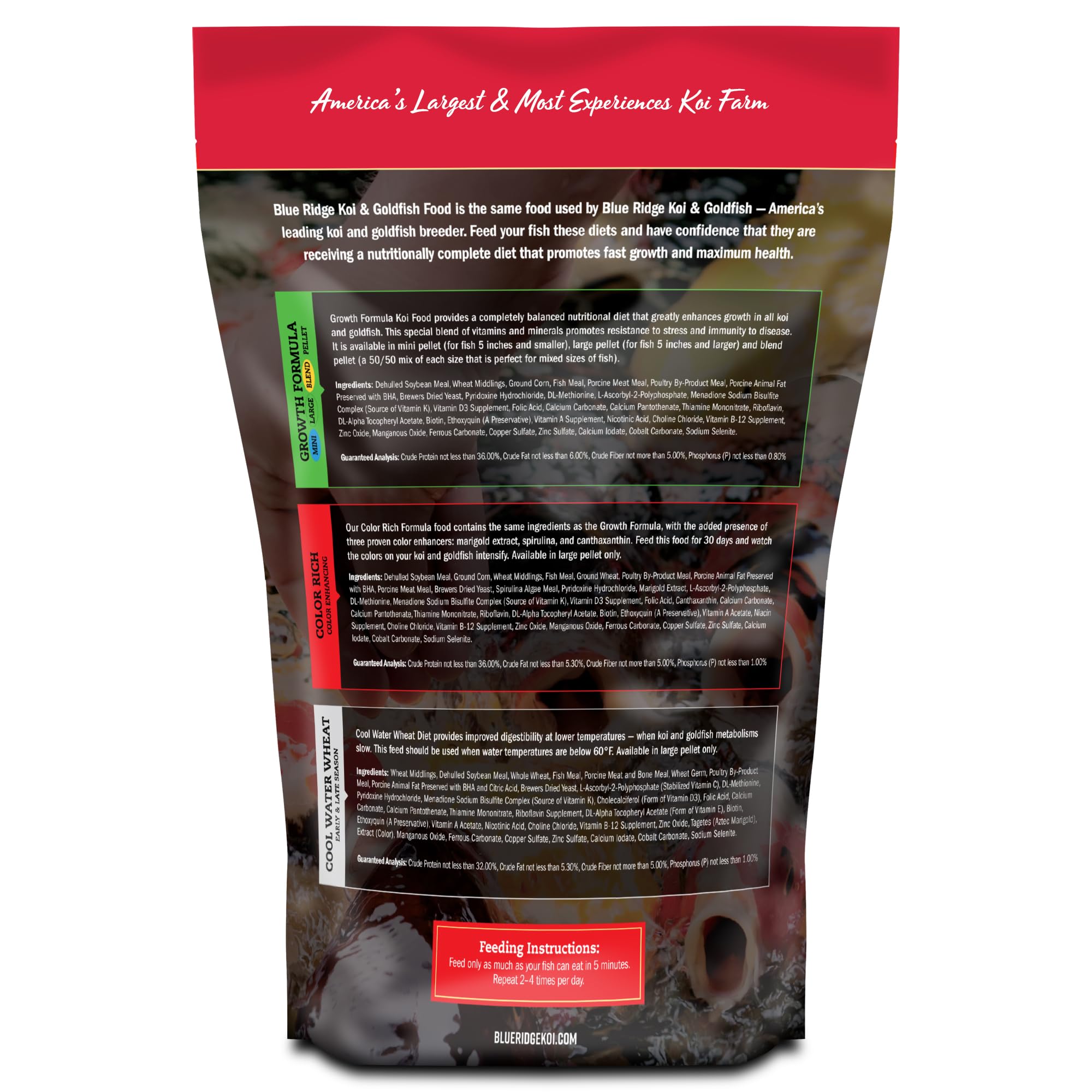 Blue Ridge Koi Alimento: pellets flotantes para koi y goldfish