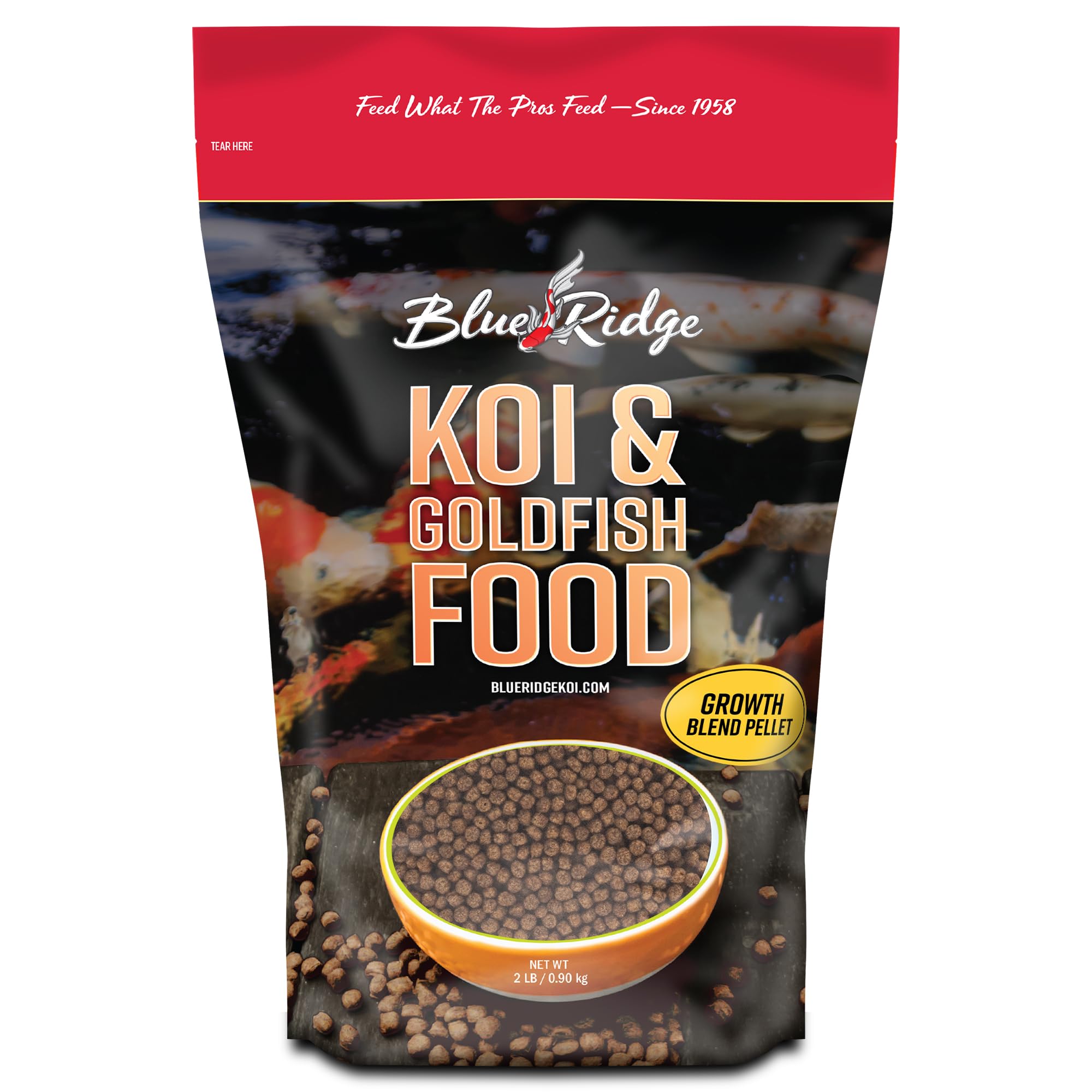 Blue Ridge Koi Food: pellets flotantes equilibrados para estanques.