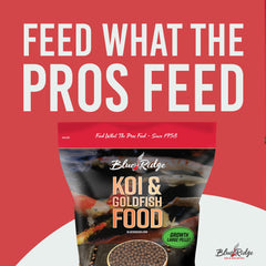 Blue Ridge Koi Food, pellets flotantes que se mantienen en superficie durante la alimentación.