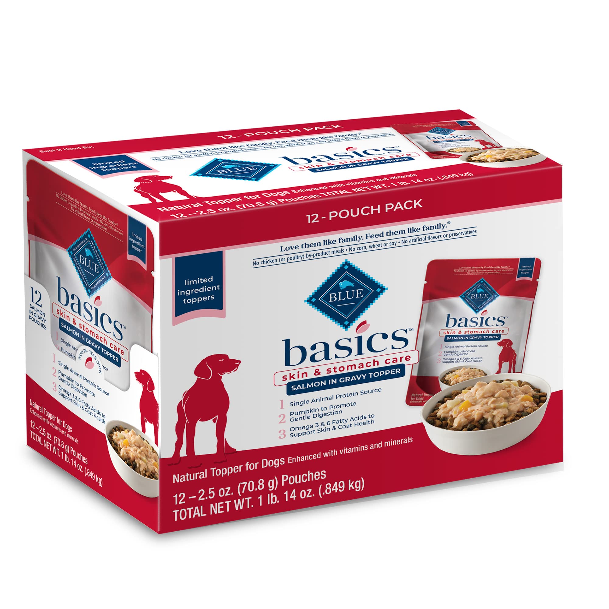 Blue Buffalo Basics Salmón en salsa: trozos tiernos para realzar la comida de tu perro.