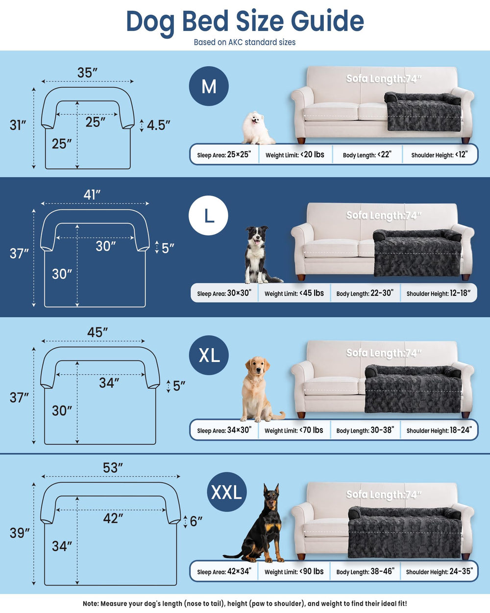 Cama blunique para perros grandes con asa portátil para viajes