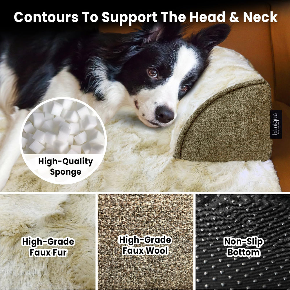 blunique cama para perros, nido de tres lados ofrece apoyo para el cuello