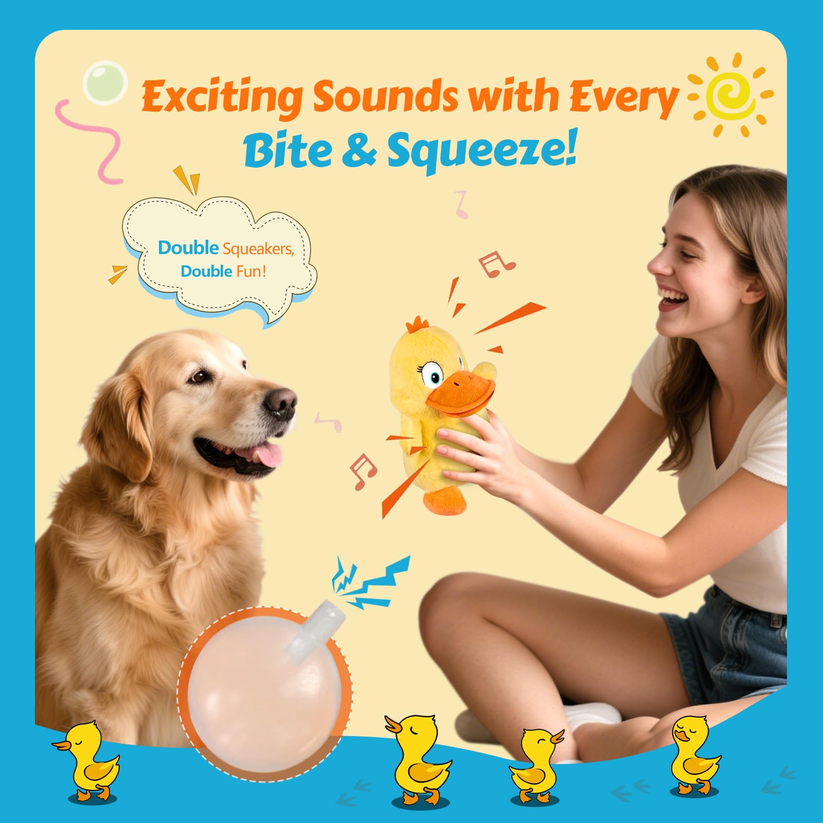BluPup patito parlante alas crujientes estimulan sentidos durante la sesión de juego